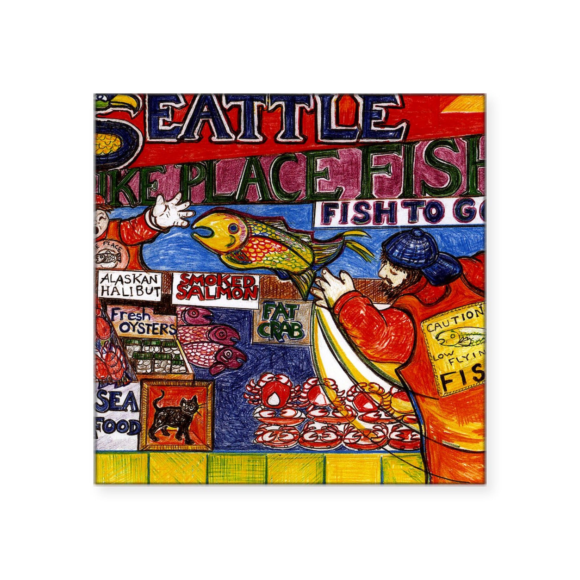 Seattle Fish Market Square Sticker 3