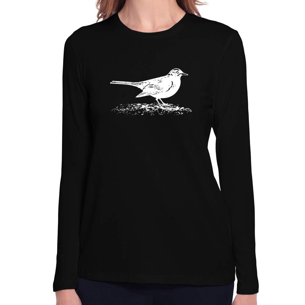 Teeburon Blackbird Sketch Women's Long Sleeve T-Shirt | Artistic Graphic Casual Top for Everyday Wear & Layering