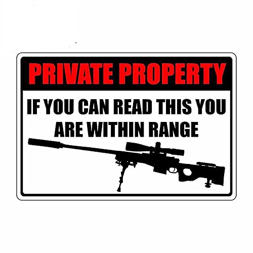 13cm x 8.7cm Private Property No Trespassing Sniper Rifle Warning Sign - Funny Car Decal Sticker for Vehicles, Windows & Home Security (Hunting Humor Gift)