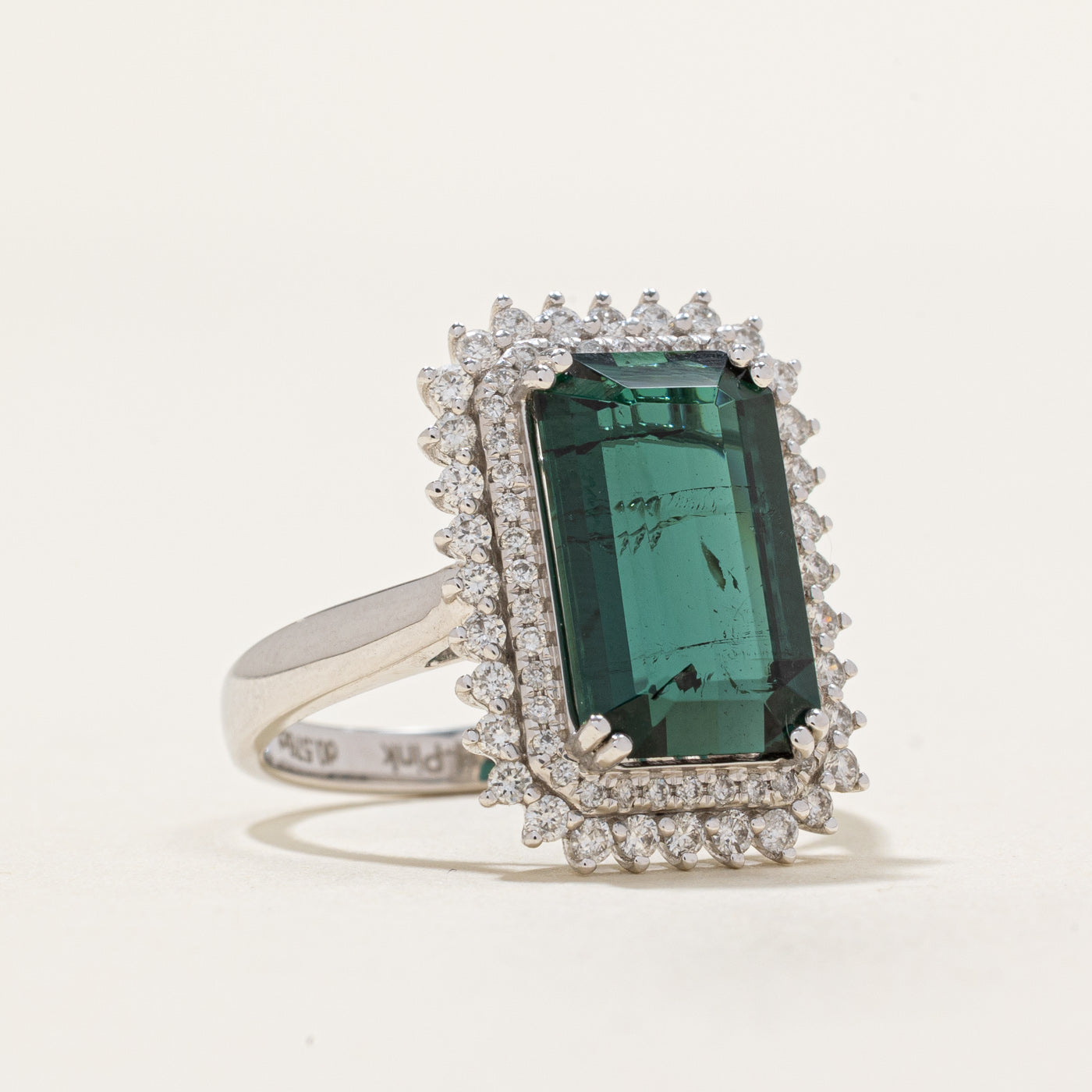 11.60ct Tourmaline & 0.576ctw Diamond Halo Ring - Size 6.5 | Elegant Wedding, Engagement & Anniversary Jewelry Gift for Women