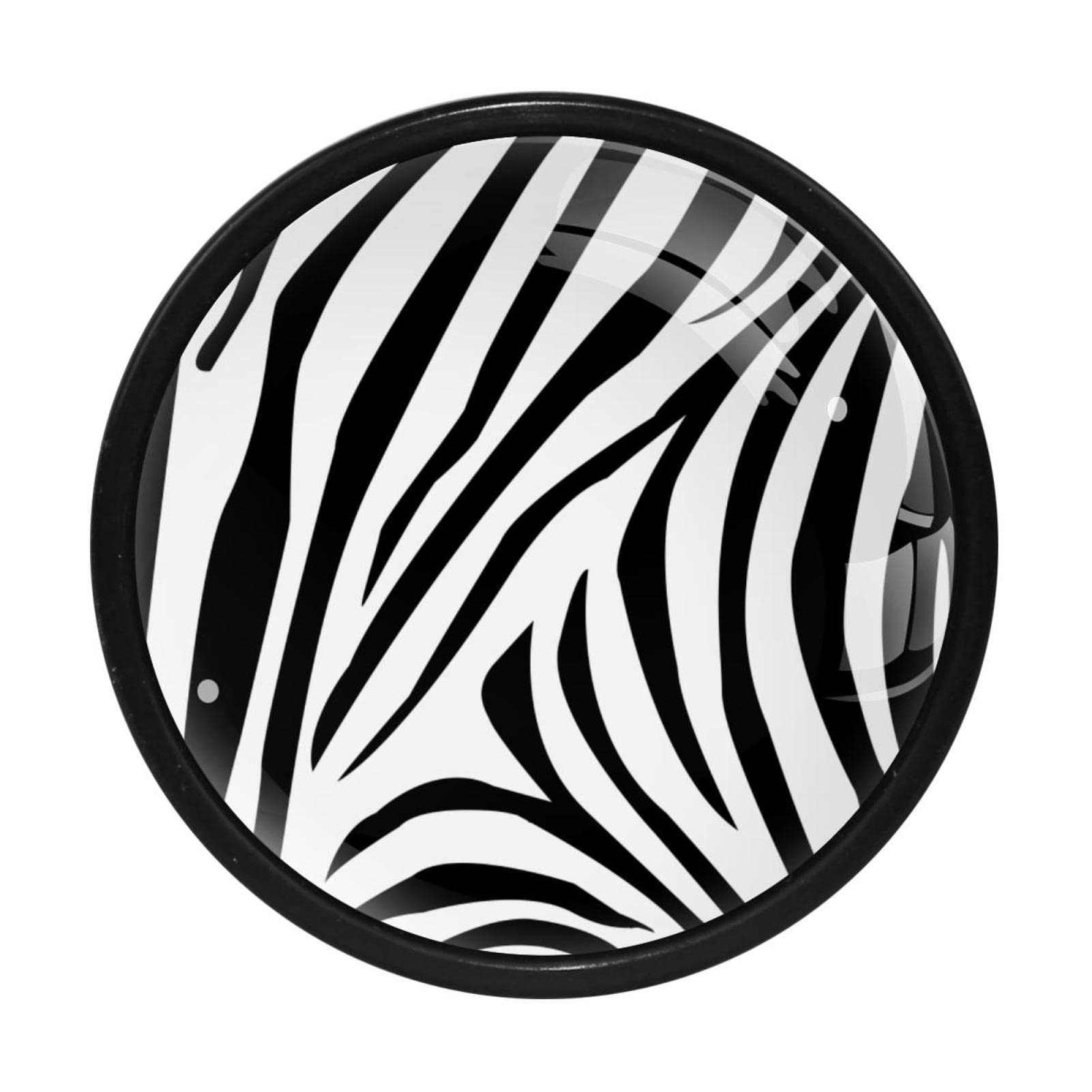 4Pcs Black Zebra Stripes Cabinet Handles & Drawer Knobs - Vintage Dresser Hardware for Kitchen Cabinets, Wardrobes & Furniture - Easy to Install & Durable