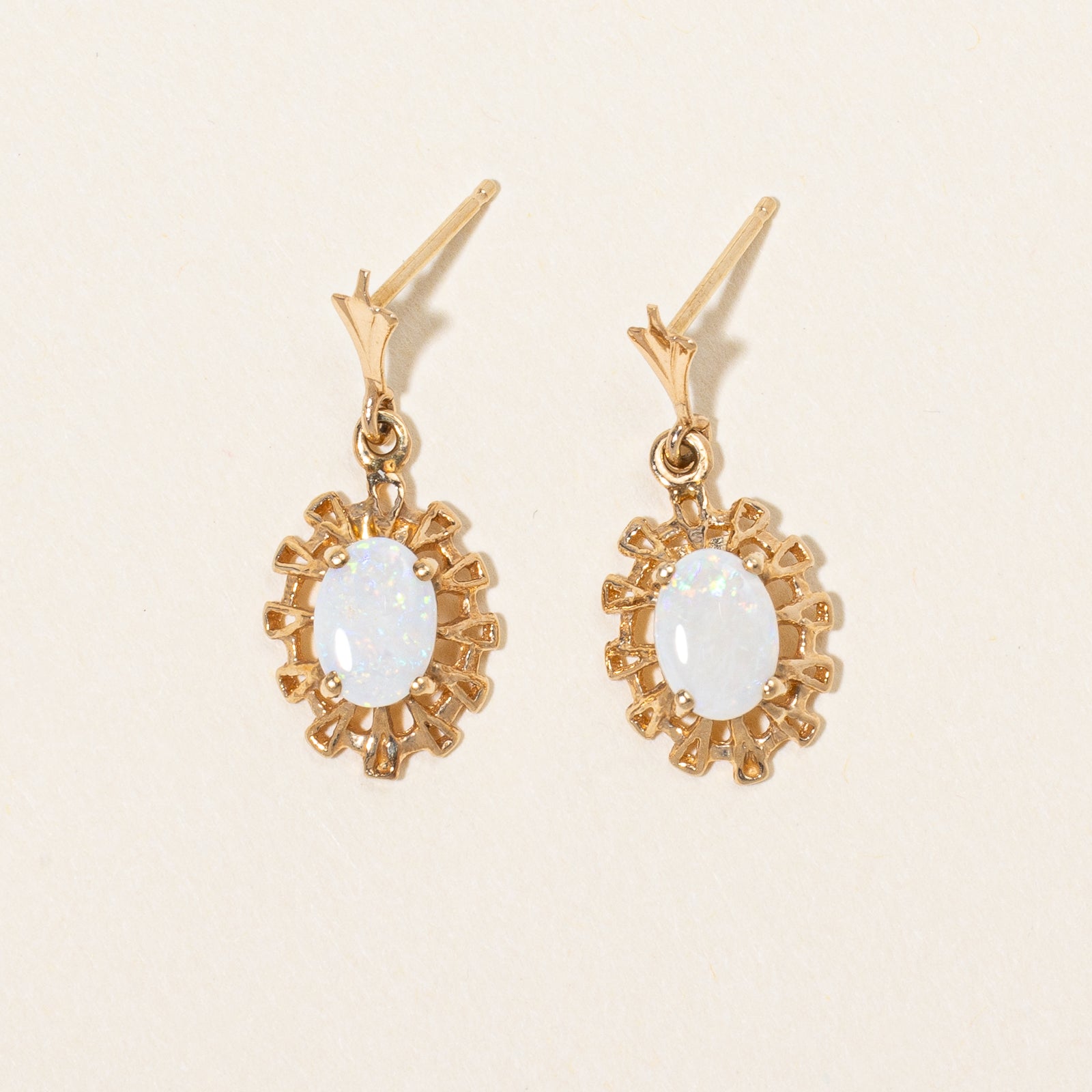Opal Ornate Earrings | 0.46ctw Genuine Opal Jewelry | Elegant Dangle Earrings for Women | Perfect for Weddings, Parties & Special Occasions