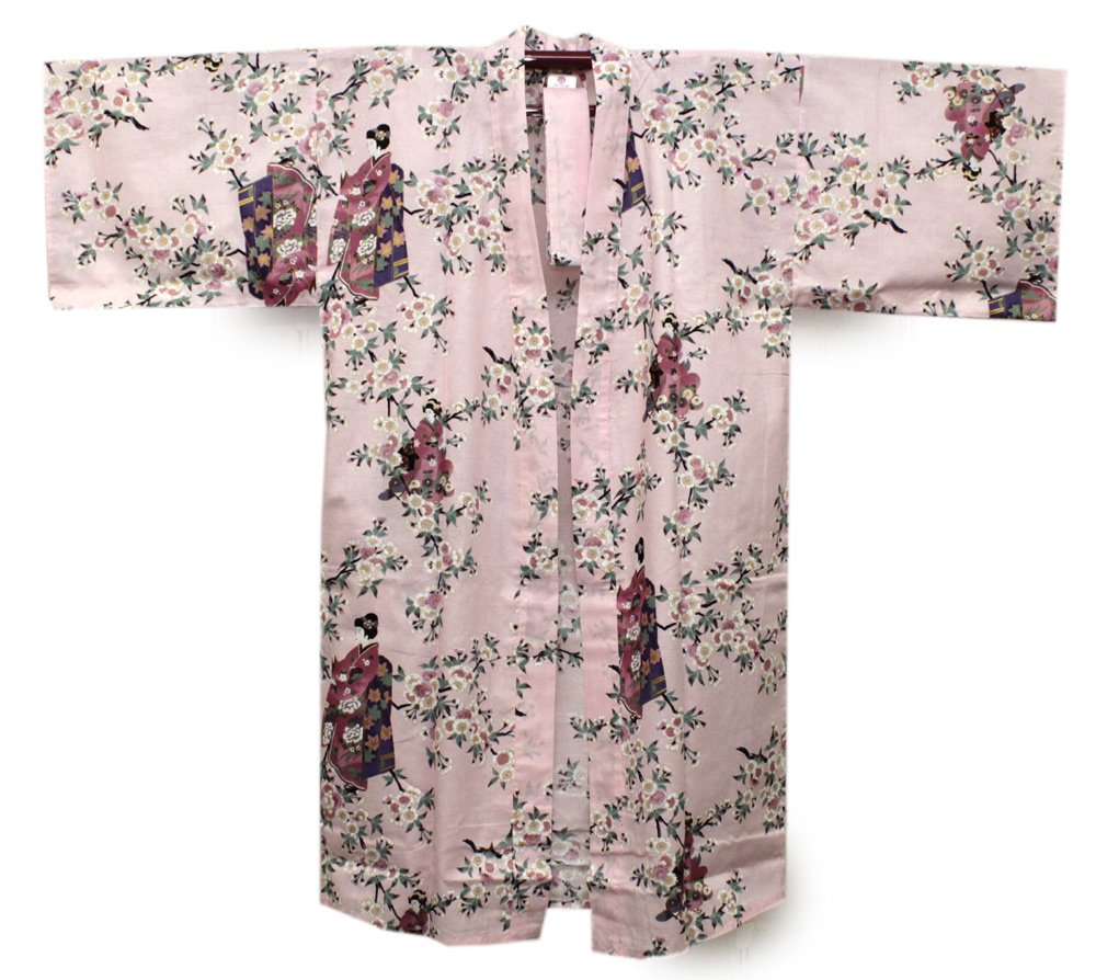Japanese Kimono Robe for Women - Floral Cherry Blossom Cotton Bathrobe, Happi Coat Dress & Cardigan (Pink) - Perfect for Spa, Yoga, Loungewear & Asian-Themed Parties