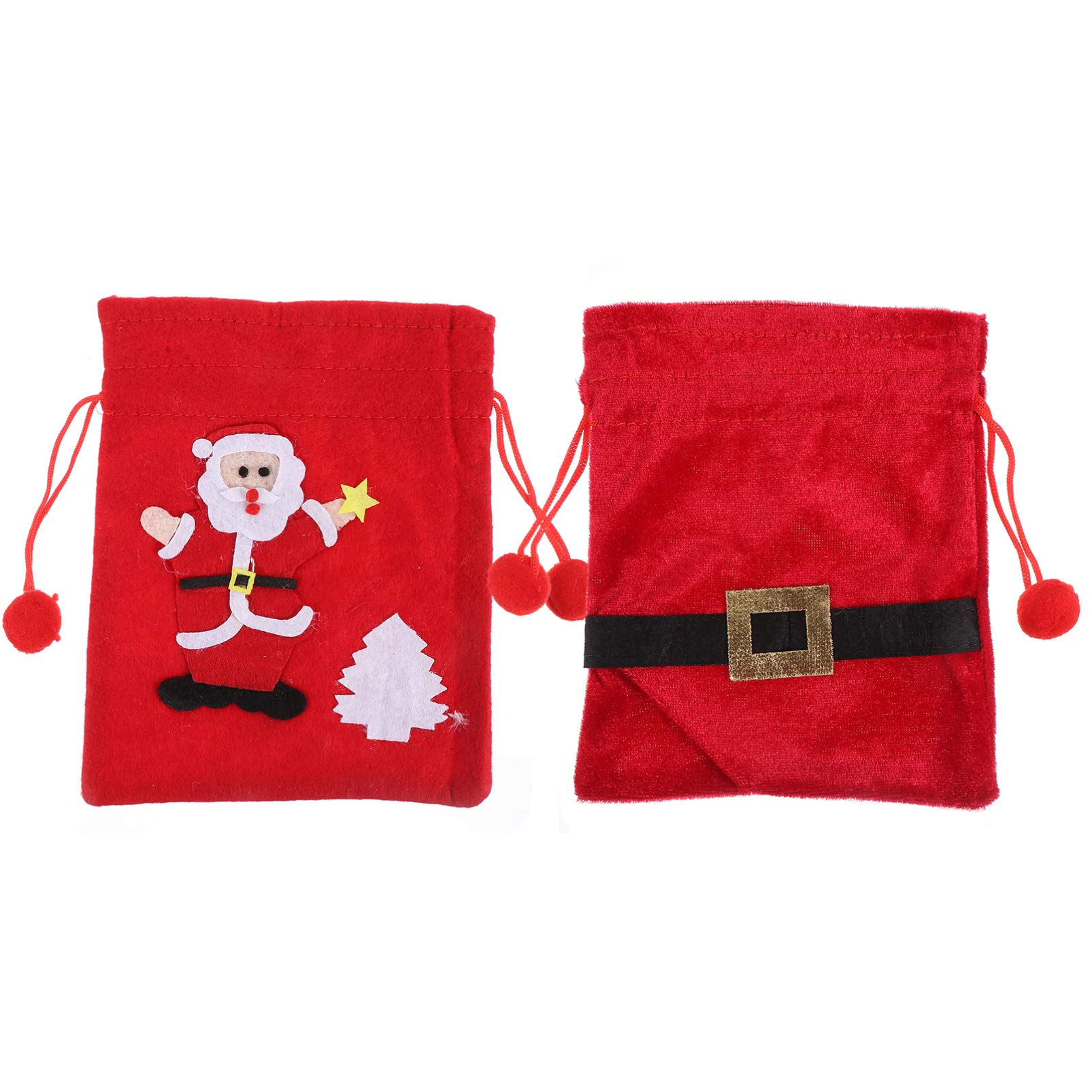 ABOOFAN 2-Pack Christmas Candy Bags - Red Santa Drawstring Pouch for Kids Party Favors, Treats & Holiday Decorations | Perfect for Classroom Gifts, Stocking Stuffers & Christmas Tree Decor