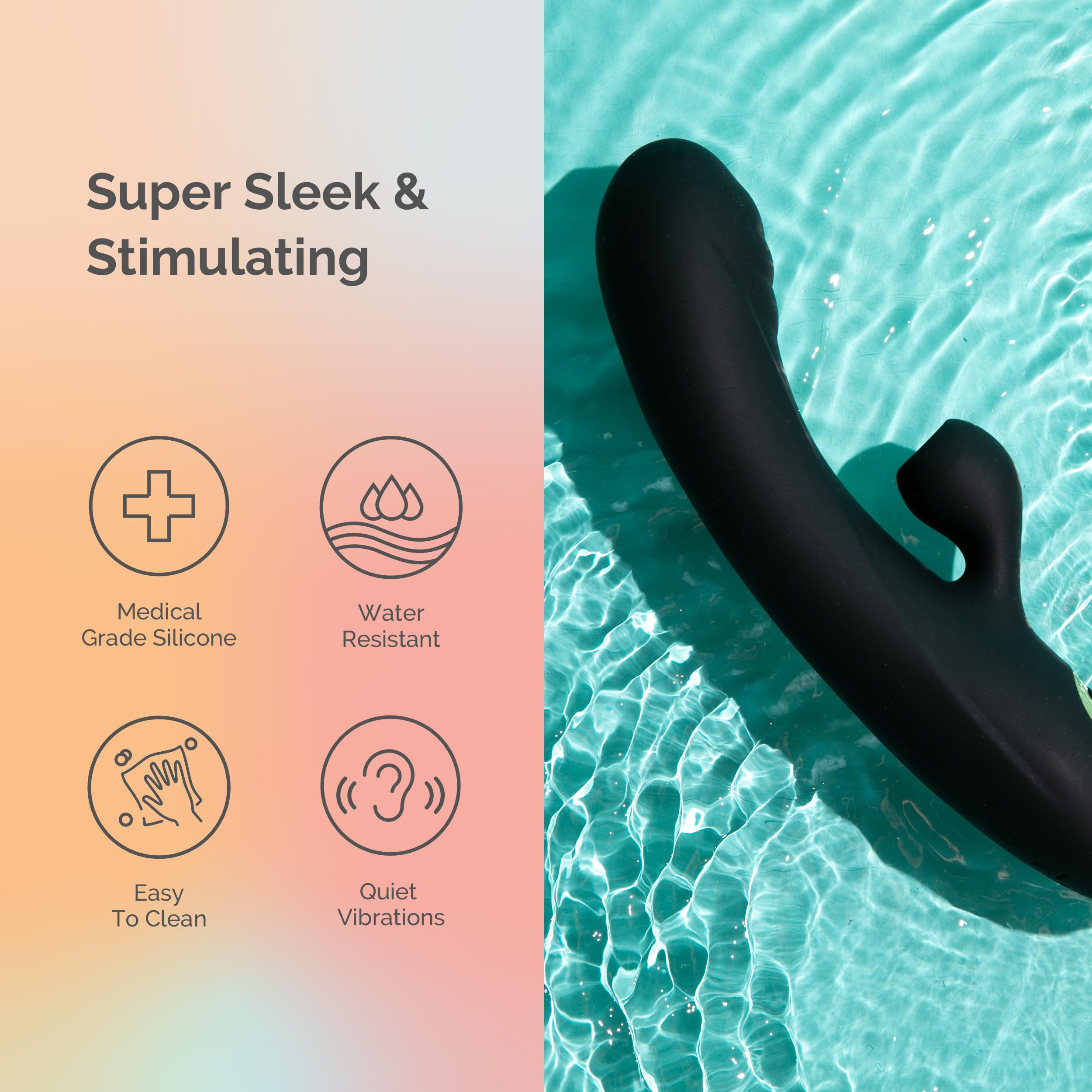 Ava Suction Lolli Dual-Function Vibrator - G Spot & Clitoral Stimulator for Women | Rechargeable Adult Sex Toy for Couples | Personal Massager & Pleasure Device | Perfect Gift for Her | Use for Solo Play, Foreplay & Couples Intimacy [Black]