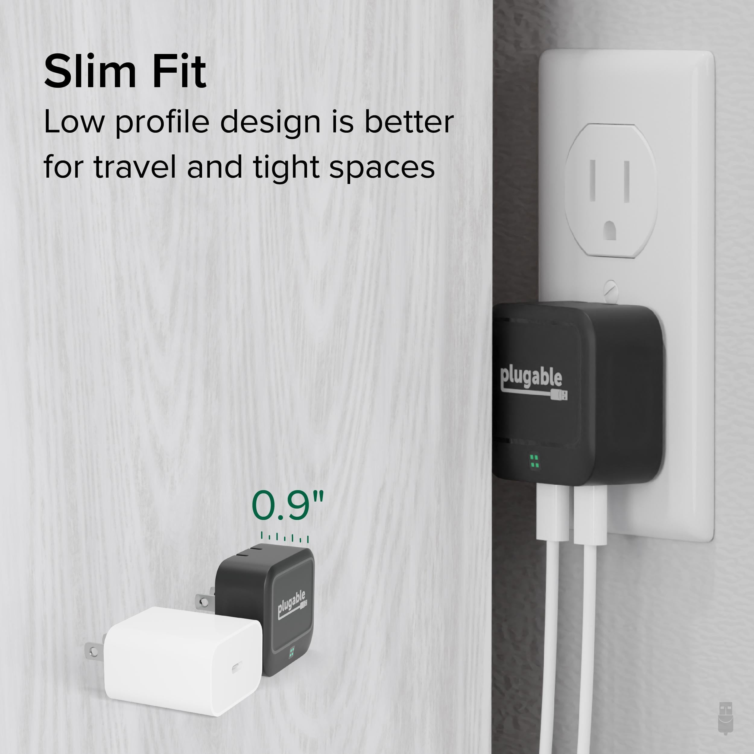 Plugable 40W Dual USB C Fast Charger for iPhone 15/14/13, MacBook, iPad, Samsung Galaxy - Compact Travel Charger for Home, Office & Car Use