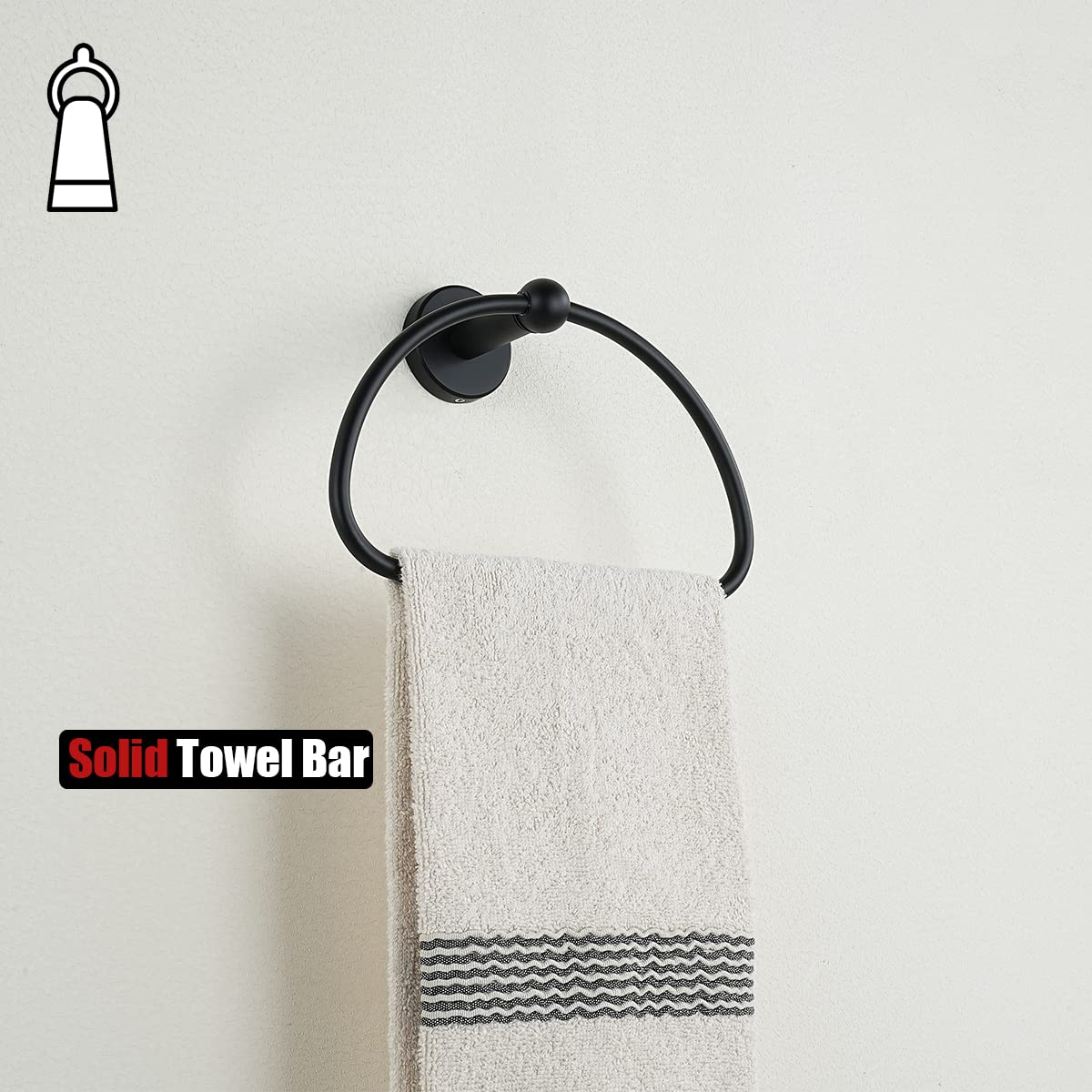 Matte Black Stainless Steel Towel Ring - 7