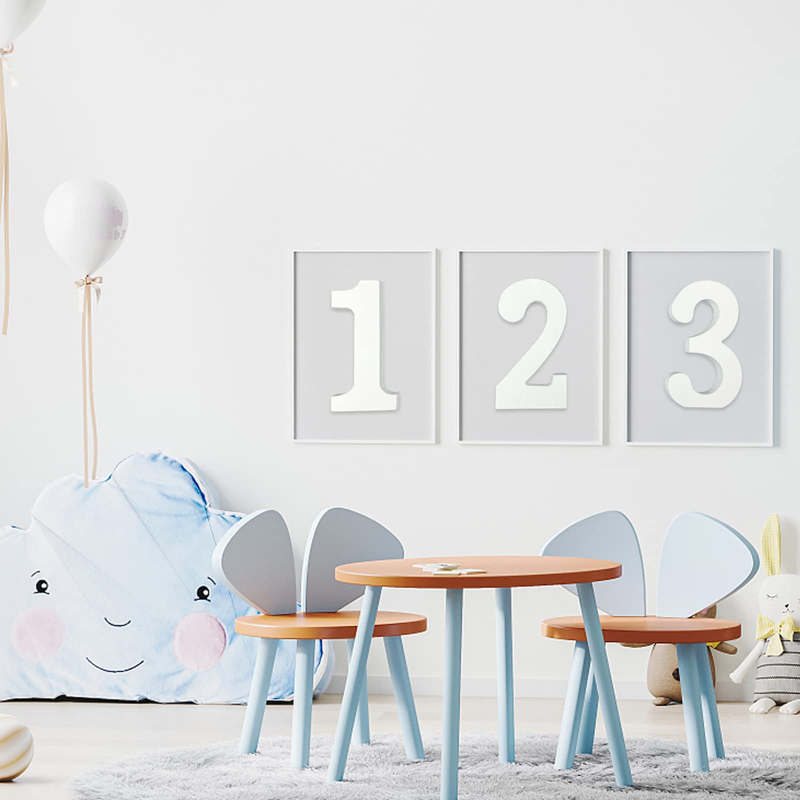 4 Inch Unfinished White Wood Numbers - DIY Wall Decor, Standing Number Slices for Home, Party & Craft Projects - Perfect for Housewarming, Birthday Decorations and Rustic Wedding Signs
