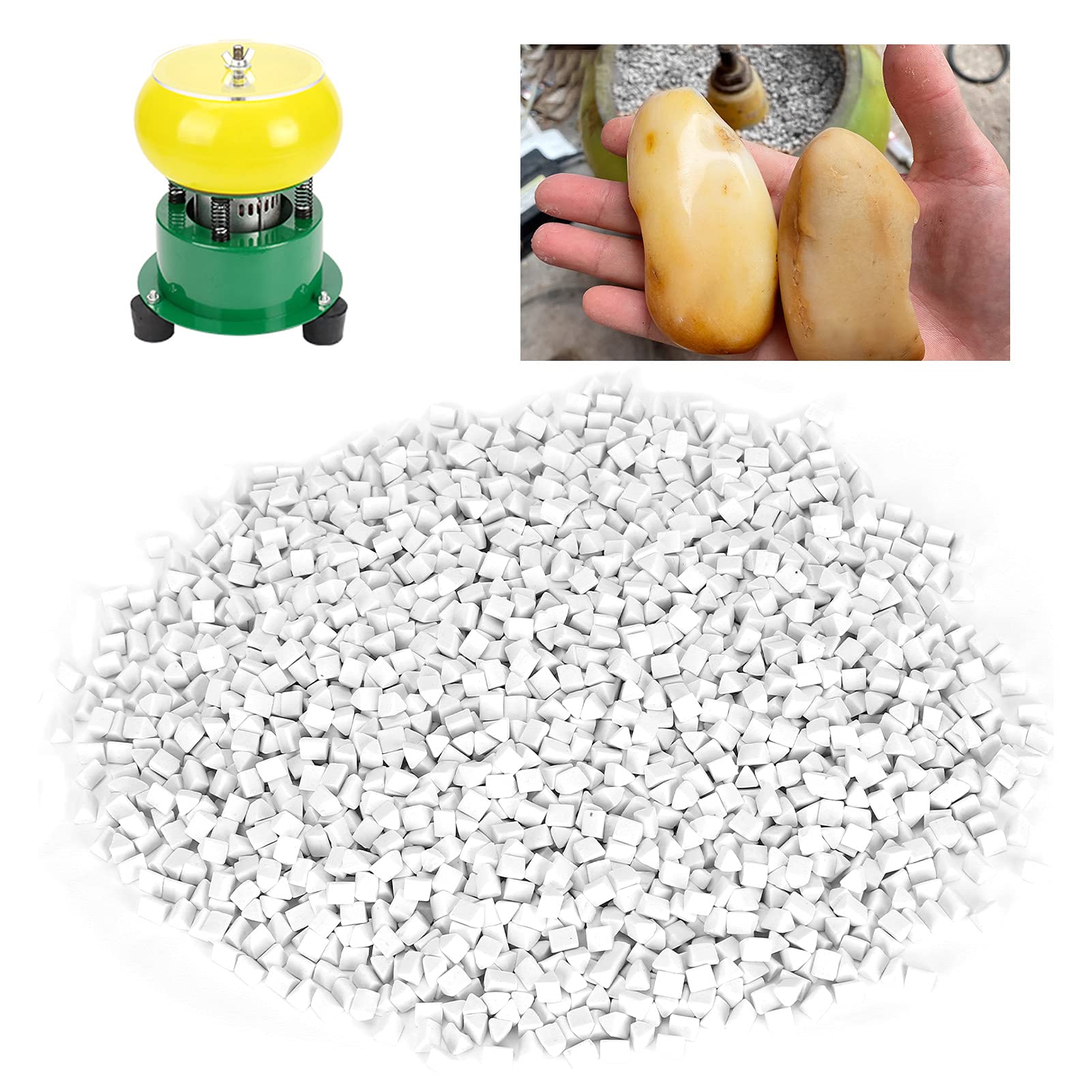 Premium Rock Tumbler Ceramic Pellets - 4mm Triangle Ceramic Media for Polishing Stones (500g) | Ideal for Jewelry Making, Lapidary & Rock Tumbling Hobbyists