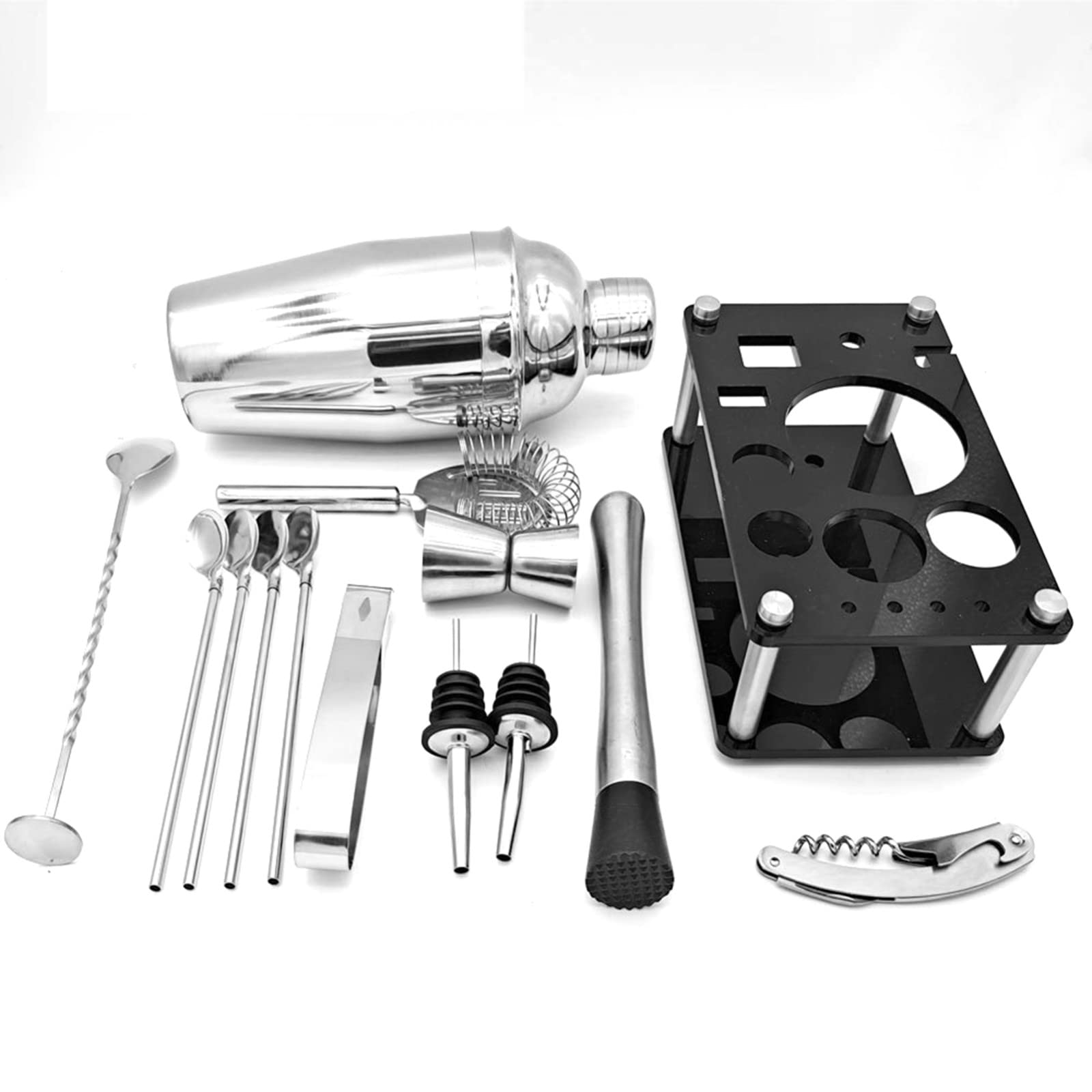 20Pcs Professional Cocktail Shaker Set - Stainless Steel Boston Shaker, Mixing Glass & Bar Tools Kit for Home Bartenders | Perfect for Mojitos, Margaritas & Cocktail Parties (4 Color Options)