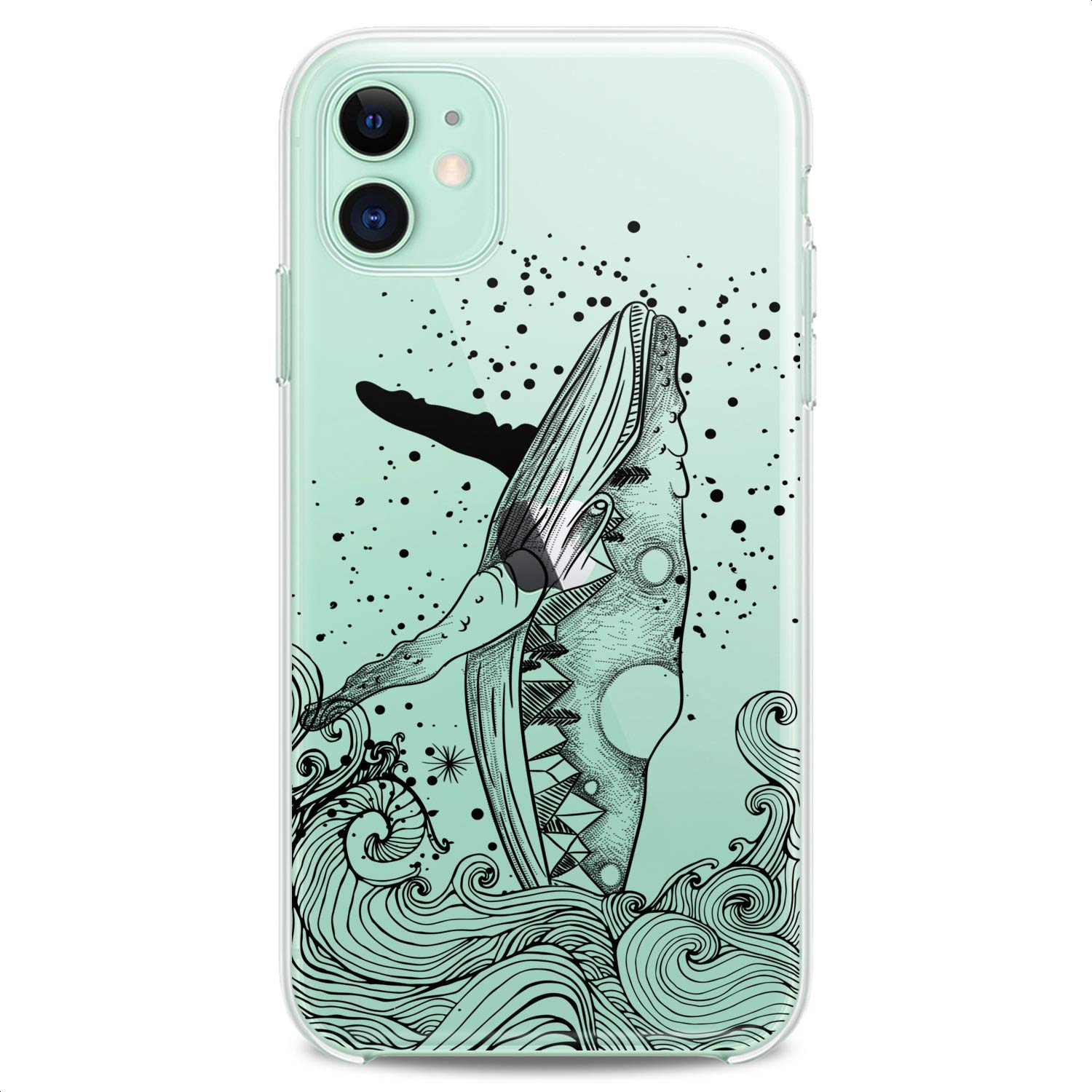 Premium TPU Phone Case for iPhone 16/15/14/13/12/11 Pro Max/Plus/Mini/Xs/Xr/X/8/7/6/5/SE - Cute Whale Print Design with Ocean Wildlife Theme - Slim Flexible Clear Silicone Protective Cover - Perfect for Nature Lovers & Art Enthusiasts - Ideal for Daily Use, Travel & Outdoor Activities