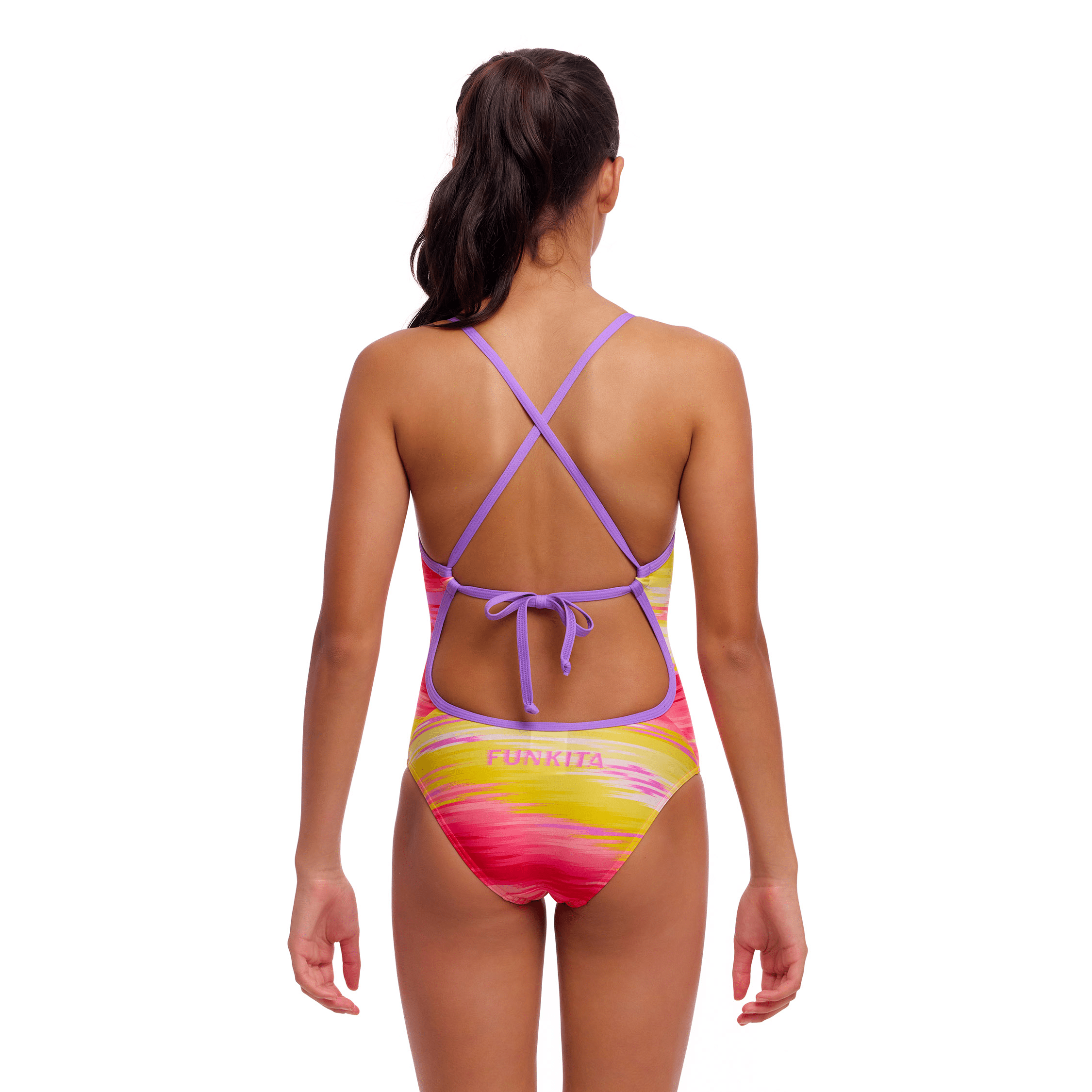Funkita Sailor Delight Tie Me Tight Girls Swimsuit - Cute One Piece Bathing Suit for Kids - Perfect for Pool, Beach & Summer Water Activities
