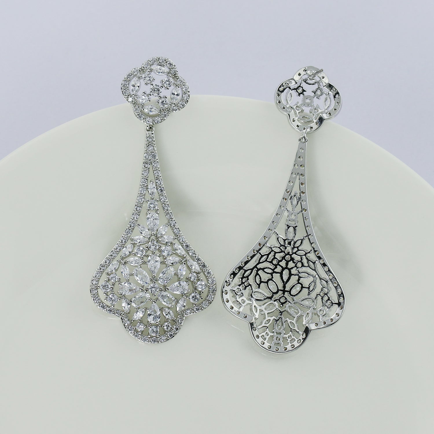 Elegant Cubic Zirconia CZ Dangle Water Drop Earrings for Women - CE10577 | Perfect for Weddings, Parties & Evening Events