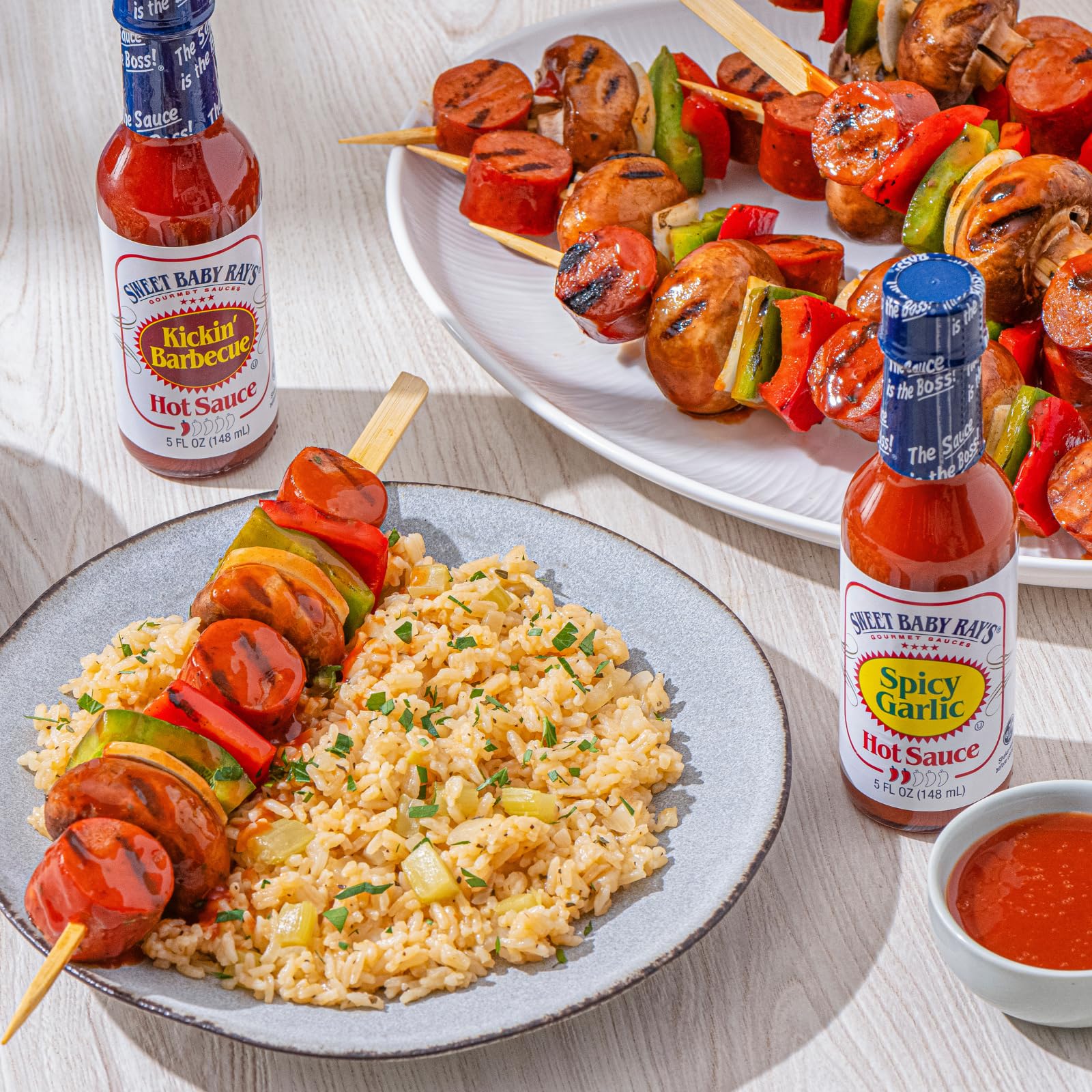 Sweet Baby Ray’s Kickin' Barbecue Hot Sauce - 5 Fl Oz (Pack of 3) - Spicy BBQ Glaze for Wings, Ribs & Grilling - Perfect for Summer Cookouts & Tailgating
