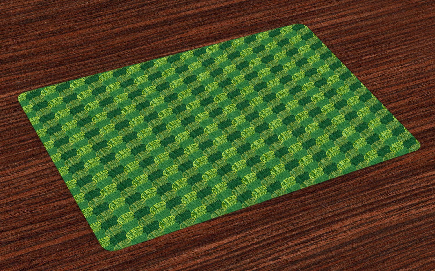 Lunarable Nature Place Mats Set of 4 - Spring Summer Forest Leaves & Autumn Botany Flower Art in Green Tones, Washable Fabric Dining Table Mats (Standard Size, Fern Green Emerald) for Home Decor, Dinner Parties & Outdoor Picnics