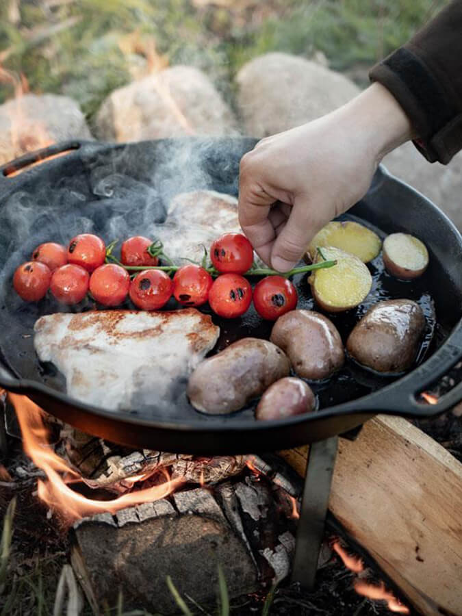 Petromax Cast Iron Fire Skillet with Dual Handles - Perfect for Camping, Outdoor Cooking & Grilling Over Open Flame