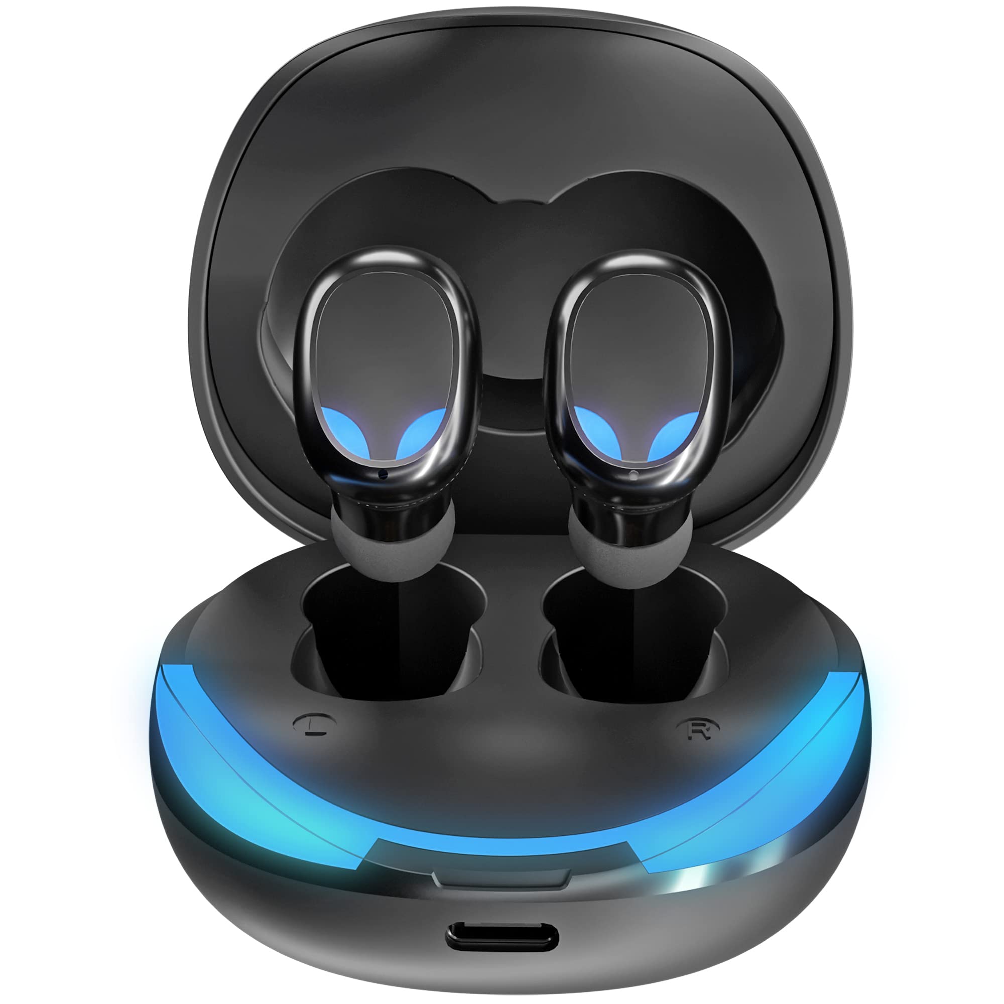 TalkWorks True Wireless Earbuds Bluetooth 5.0 Gaming Headphones with Passive Noise Cancellation, Smart Touch Controls & USB-C Charging - Perfect for Gaming, Workouts & Commuting (Black)