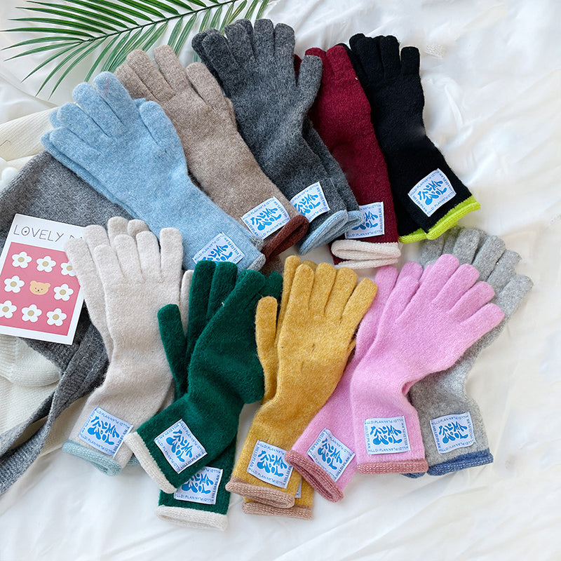 Solid Color Macaron Warm Knitted Touchscreen Gloves for Women - Soft Winter Gloves for Phone Use, Driving, and Outdoor Activities