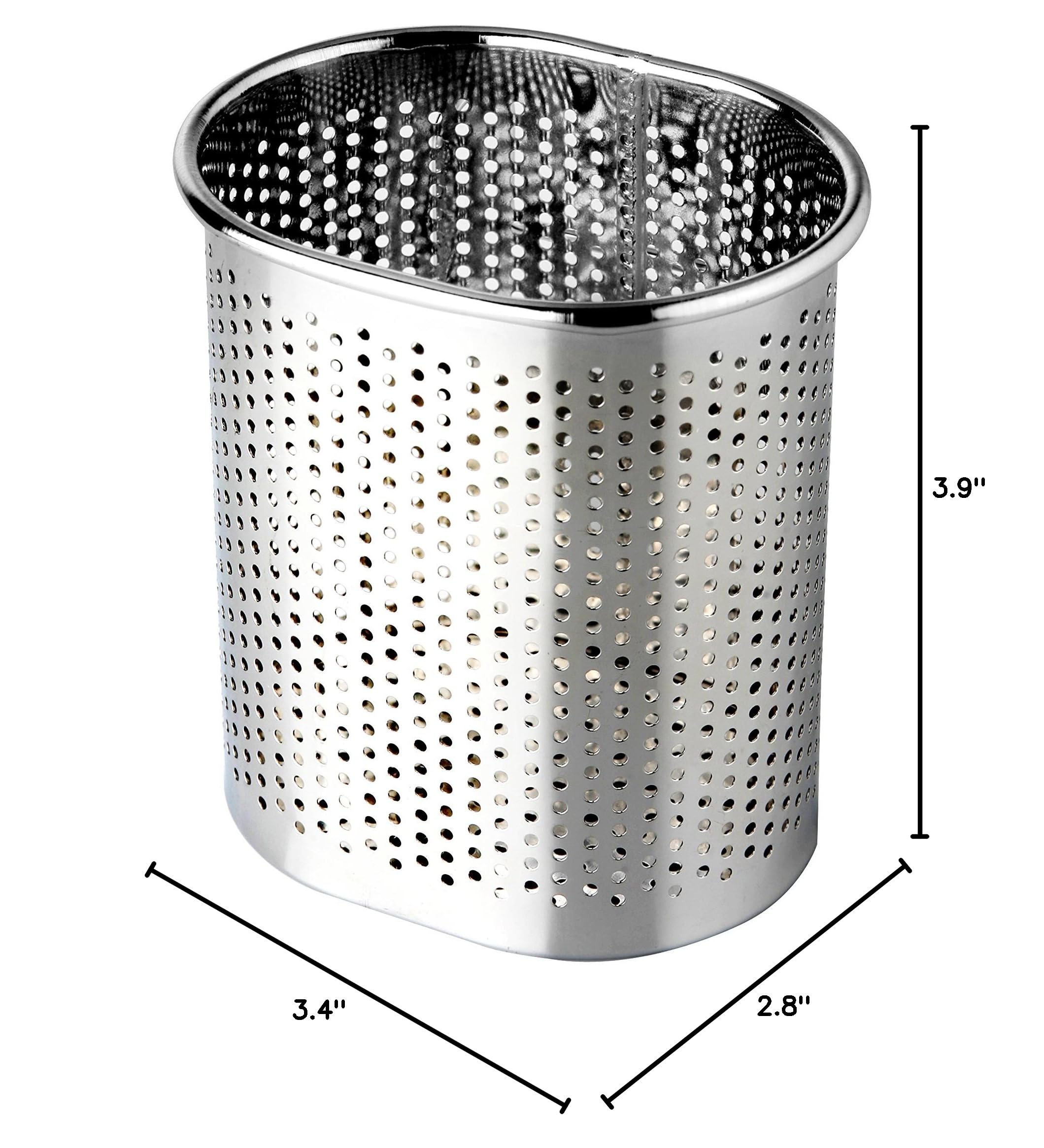 Stainless Steel Cutlery Utensil Holder - Small Oval Chopsticks Organizer for Kitchen, Dishwasher Safe | Perfect for Dining Table, Countertop & Restaurant Use