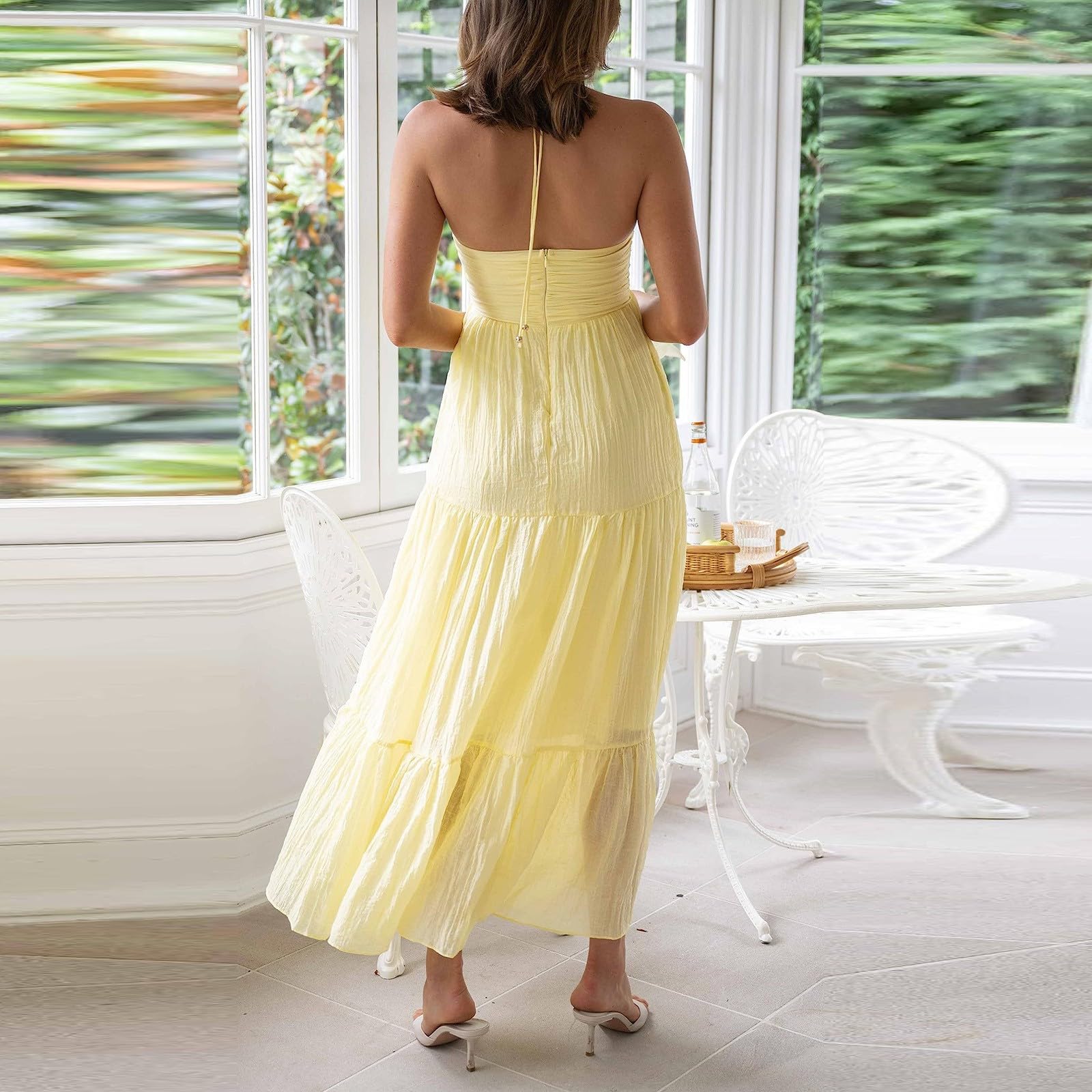 2024 Women's Summer Maxi Dress - Trendy V Neck Sleeveless Boho Sundress, Casual Wedding Guest Dress, Beach Vacation & Outdoor Party Outfit