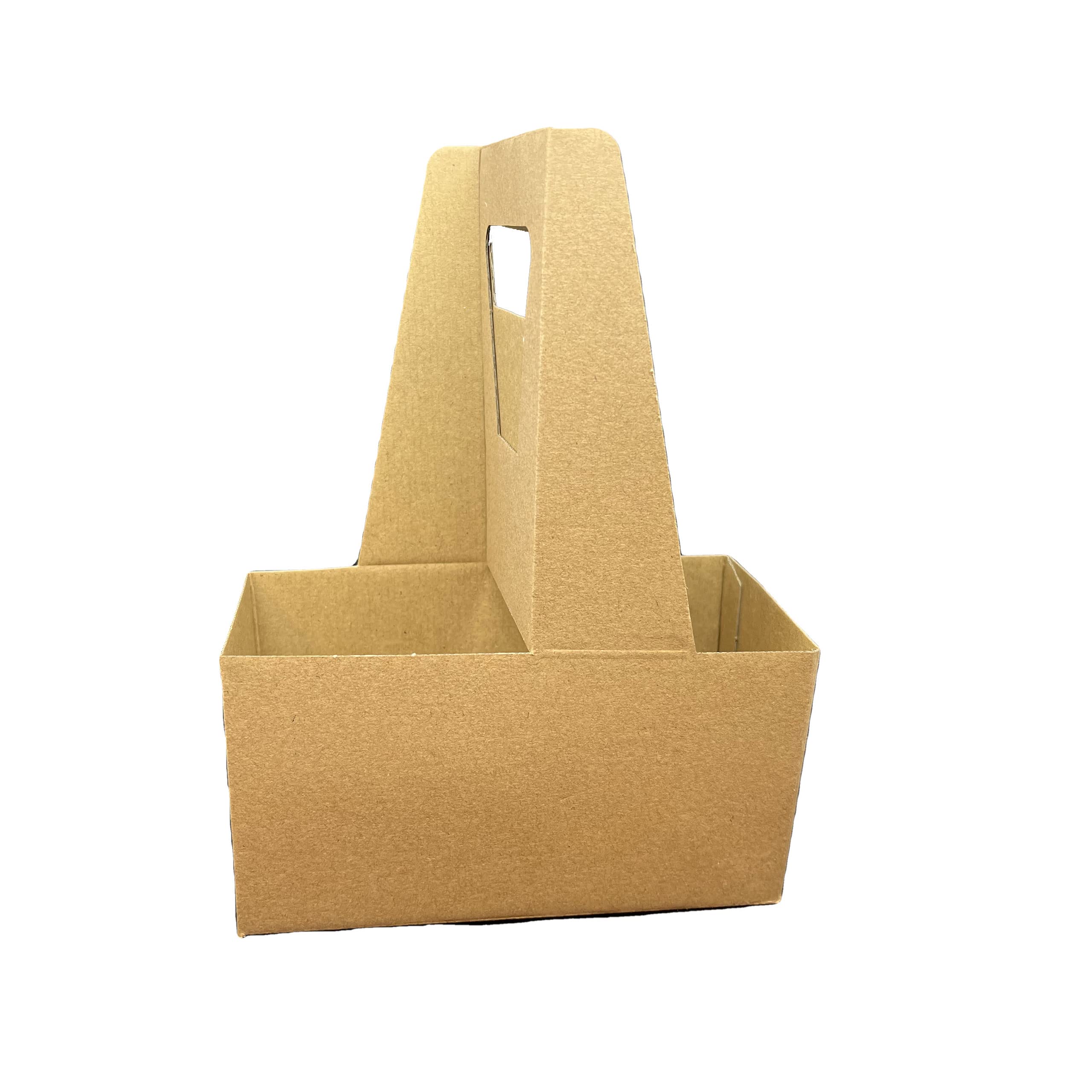 Eco-Friendly Kraft Paper Drink Carrier with Handle - Holds 2 Cups (12-32 oz) for Boba Tea, Coffee, and Beverages - Bulk Pack of 250 - Perfect for Cafes, Takeout, and Food Service Businesses