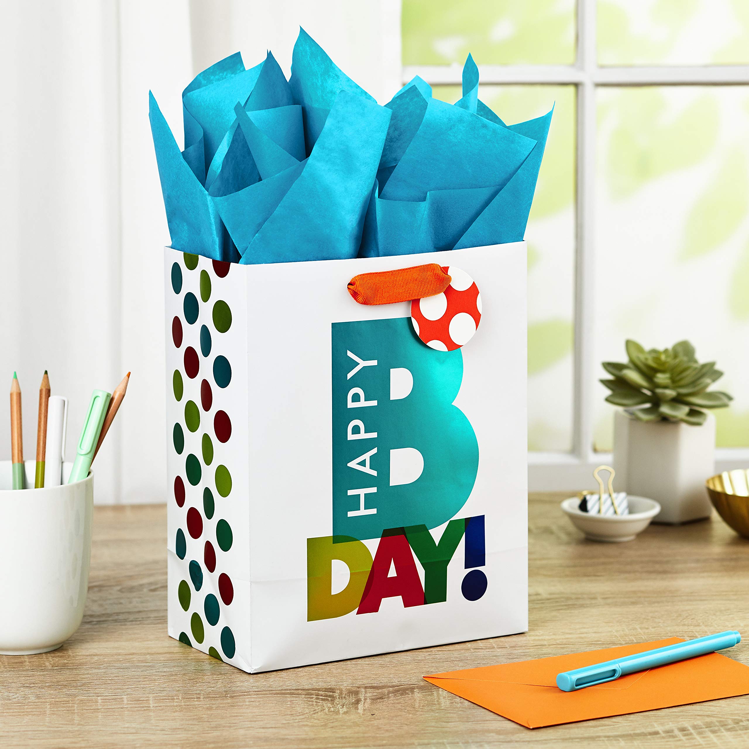 Hallmark 9-Inch Medium Birthday Gift Bags with Tissue Paper - Happy Birthday Party Favors, Celebration Decorations & Present Wrapping for Birthdays, Baby Showers, Anniversaries