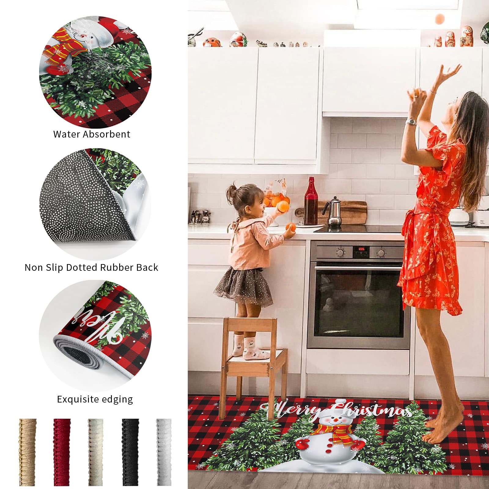 Anti-Fatigue Kitchen Floor Mats Set of 2 - Non-Slip Waterproof Cushioned Standing Mats for Comfort (15.7