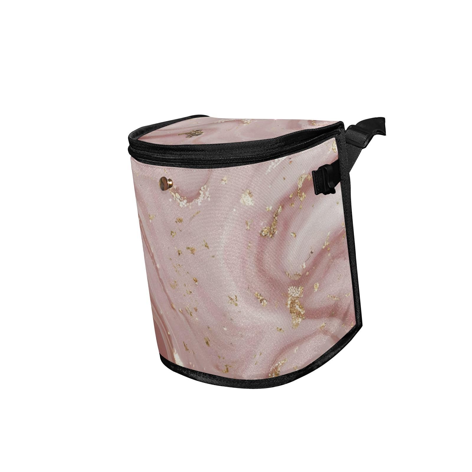 Rose Gold Abstract Marble Car Trash Can - Leak Proof Waterproof Car Garbage Bin with Lid for SUV, Sedan & Truck - Perfect for Front Seat Headrest, Road Trips & Daily Commute