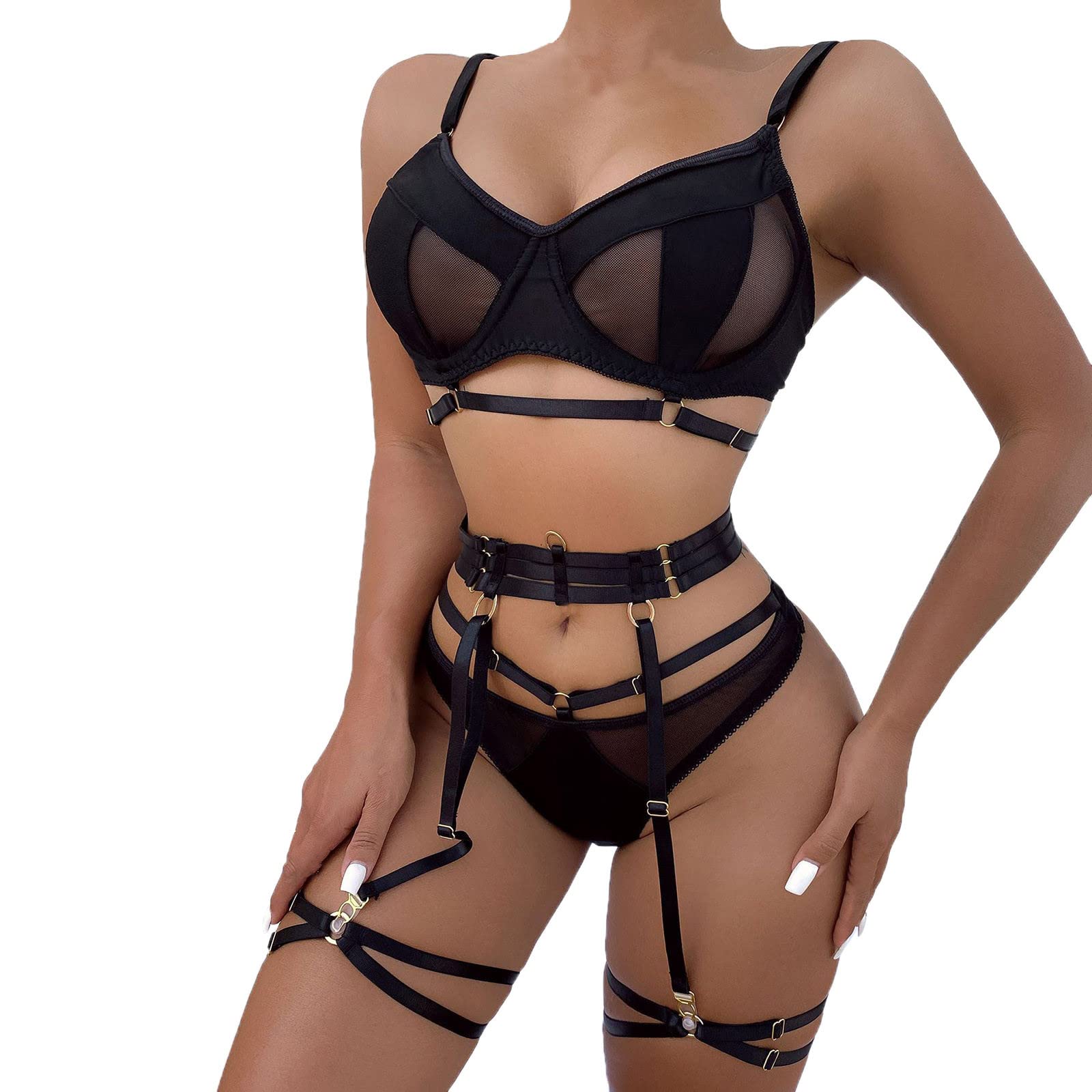 Sexy Black Lace Lingerie Set for Women - Plus Size Romantic Lingerie for Role Play & Boudoir Photography | Perfect for Valentine's Day & Anniversary Gifts