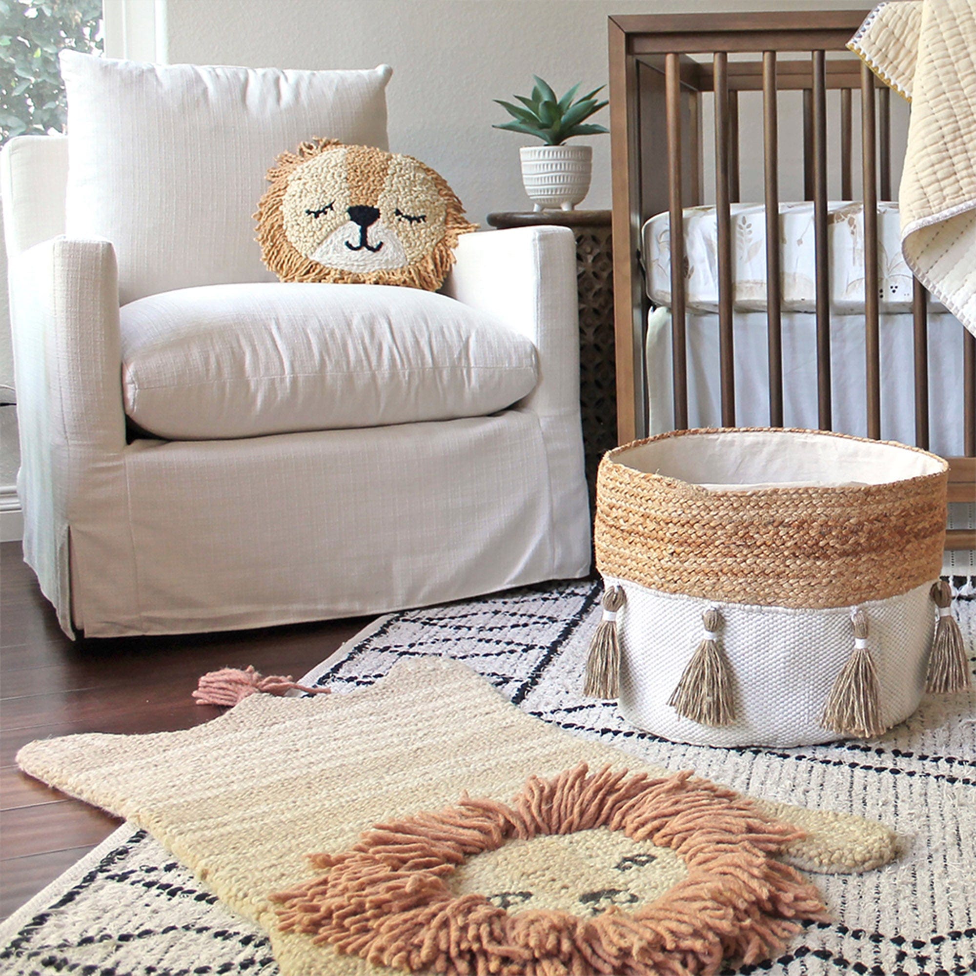 Soft and Plush Baby Lion Shape Rug - Non-Slip Nursery Floor Mat for Kids Room Decor, Playroom, and Toddler Safe Crawling Area