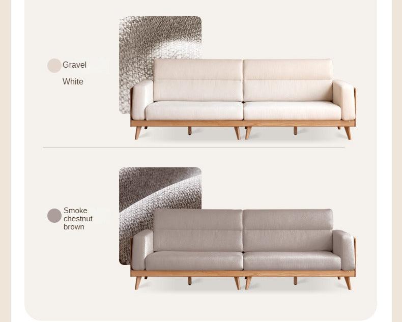 Oak Solid Wood Modern Log Style Corner Fabric Sofa - Rustic Cabin Furniture for Living Room, Lodge & Cozy Home Decor