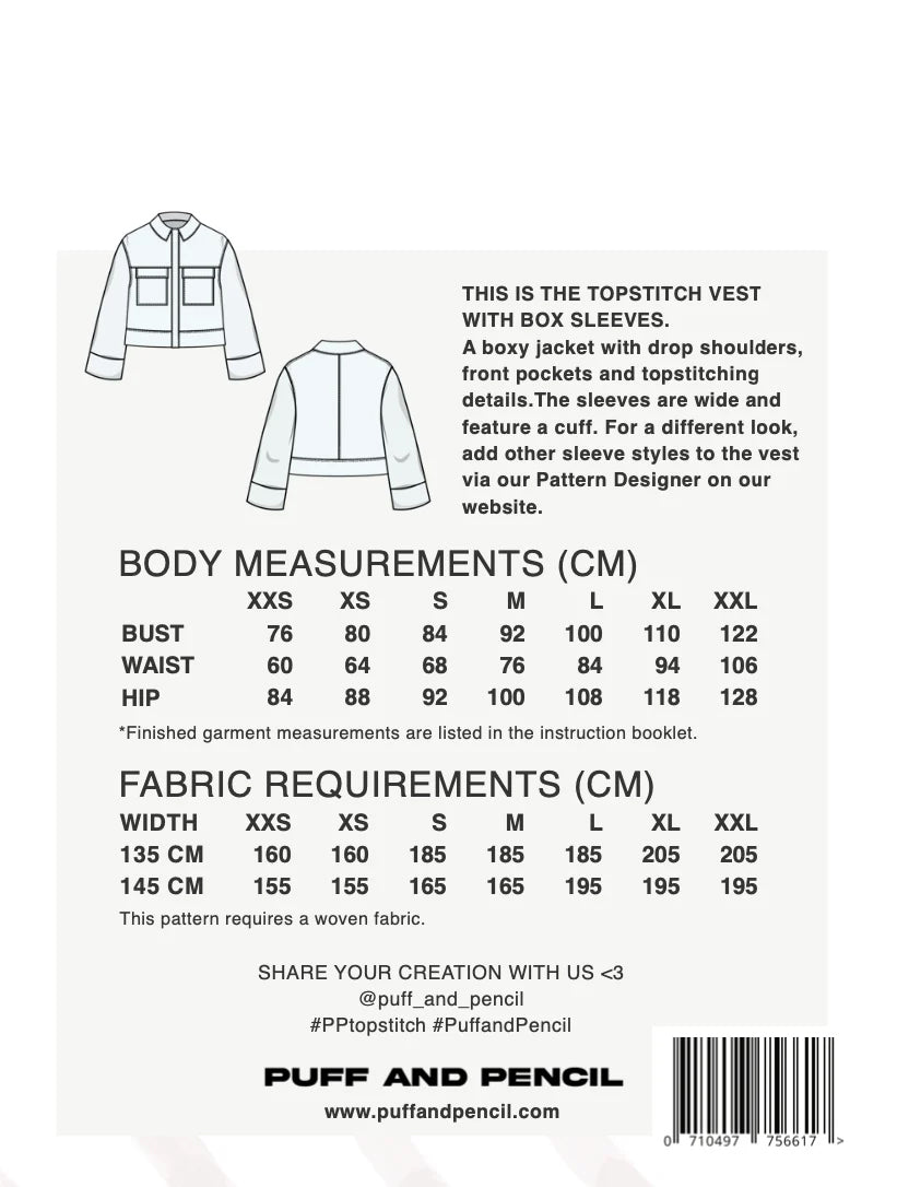 Stylish Topstitch Vest with Box Sleeves for Women | Trendy Puff and Pencil Design | Perfect for Office Wear, Casual Outfits & Layering