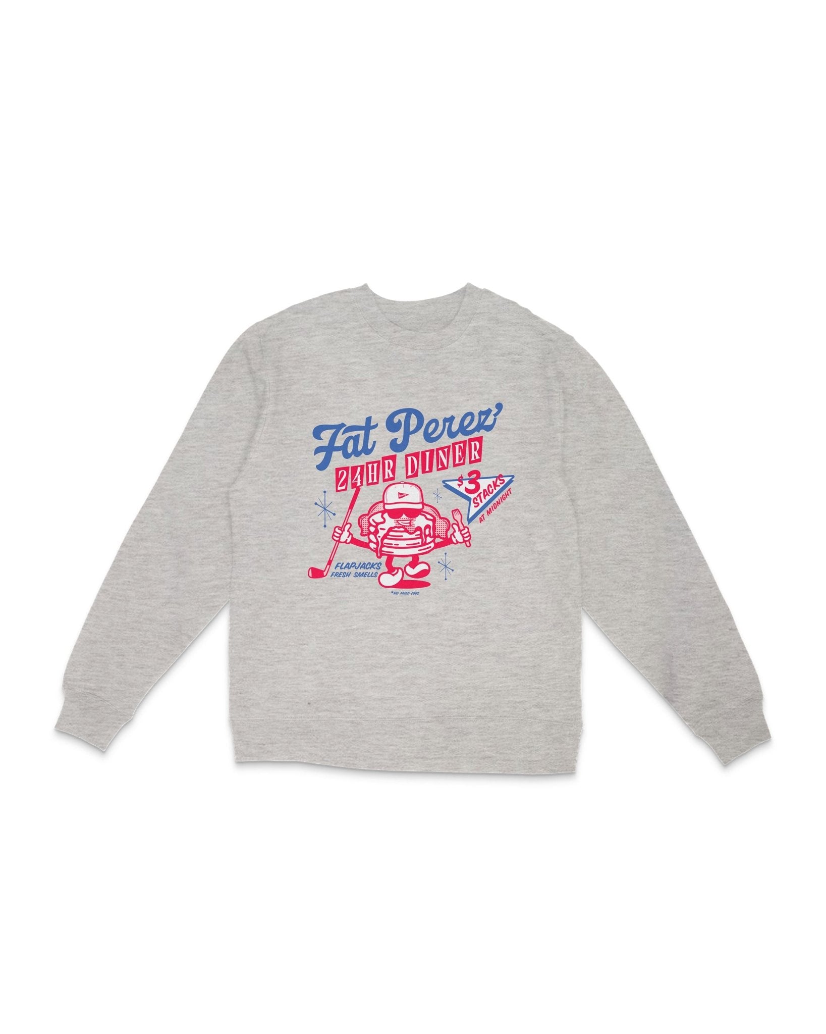 The Fat Perez Diner Crewneck Sweatshirt - Comfortable Casual Pullover for Men & Women - Perfect for Dining Out, Road Trips, and Everyday Wear