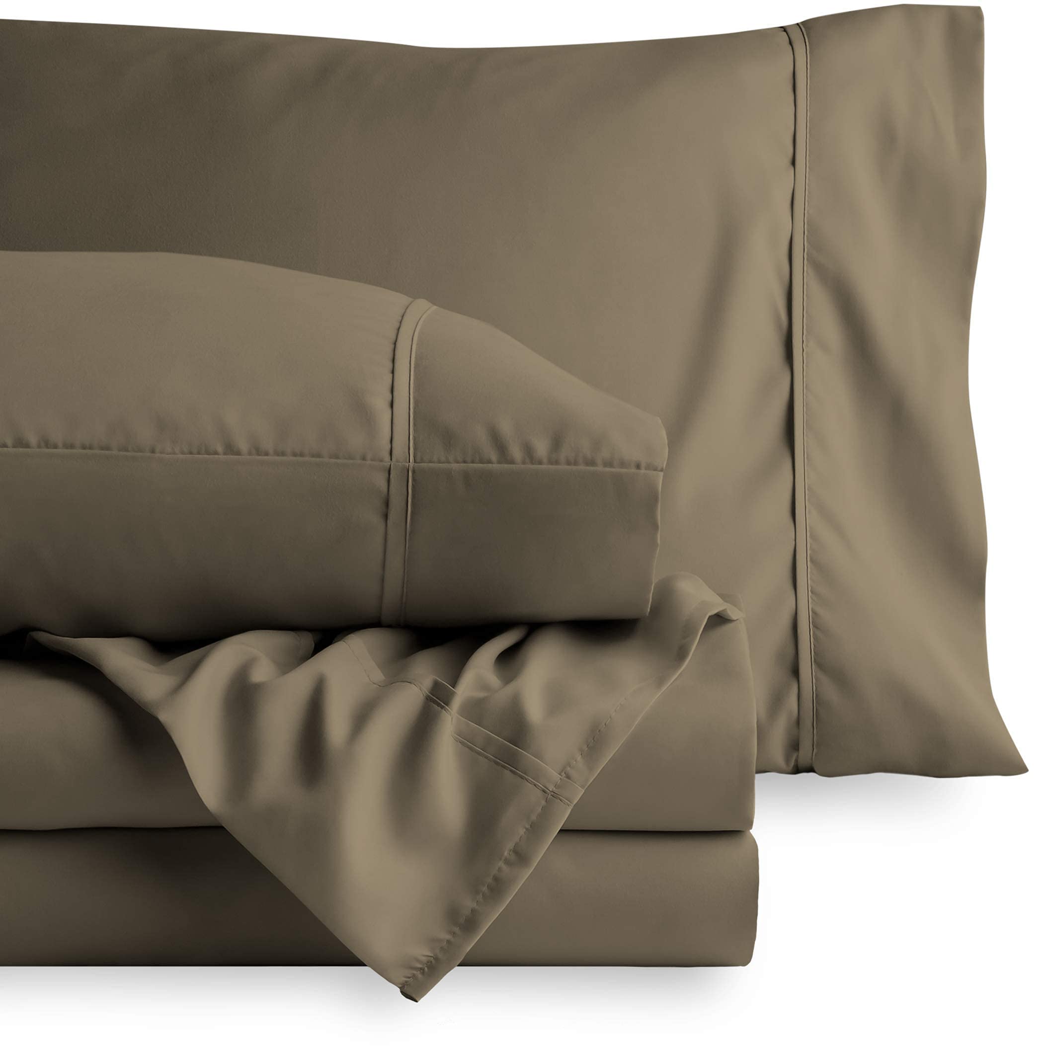 Bare Home King Sheet Set - 1800 Ultra-Soft Microfiber Bed Sheets & Comforter Set (King, Taupe) - All Season Luxury Bedding for Master Bedroom, Guest Room & Hotel Use