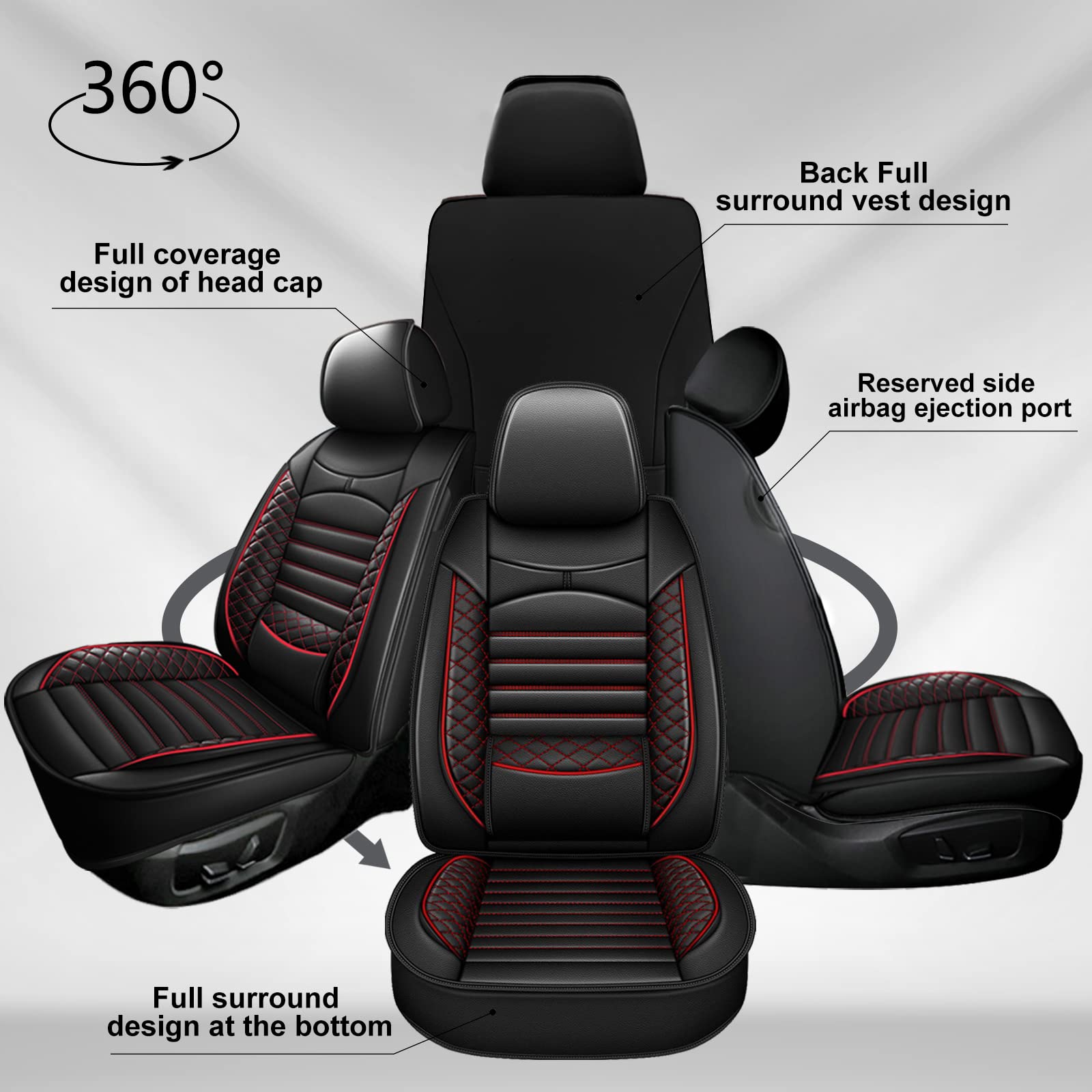 Premium Faux Leather Waterproof Car Seat Covers for Subaru Crosstrek 2016-2025 - Front Seat Protectors with Airbag Compatibility (Black & Red) - Perfect for Daily Commuting, Road Trips & Outdoor Adventures