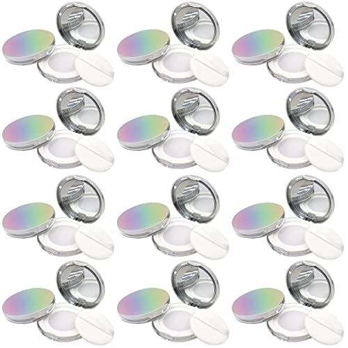 FRCOLOR 12 PCS Empty Loose Powder Case - DIY Makeup Powder Container, Sponge Compact Box for Blush, Highlighter & Eyeshadow | Portable Travel-Friendly Makeup Organizer