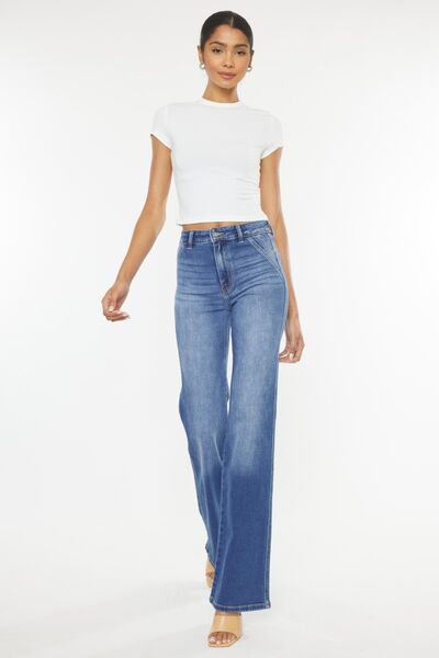 Kancan Ultra High Waist Gradient Flare Jeans for Women - Vintage Retro Stretch Denim Pants - Perfect for Casual Outfits, Date Night & 70s Style Fashion