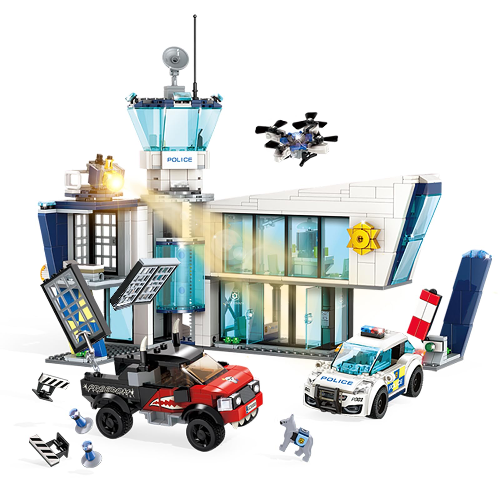 City Police Station STEM Building Toy Set - 887 PCS Military Compatible Construction Kit for Kids Ages 6-10 | Educational Gift for Boys | Pretend Play & STEM Learning Activities