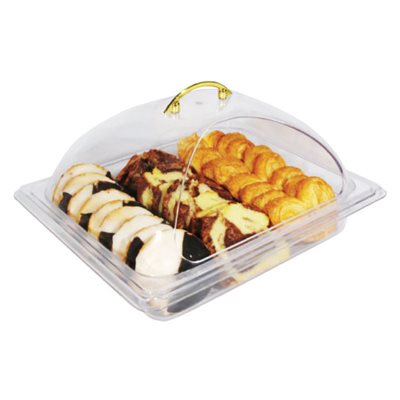 Winco 1/2 Size Dome Cover with Side Cut - Commercial Food Warmer Lid for Buffets, Catering & Food Service Stations