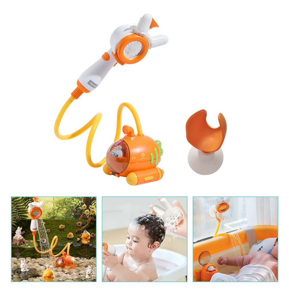 Battery Operated Submarine Bath Toy with Hand Shower Head - Cartoon Carrot Bathtub Toys for Kids | Fun Water Play for Toddlers & Bathroom Decor Accessories