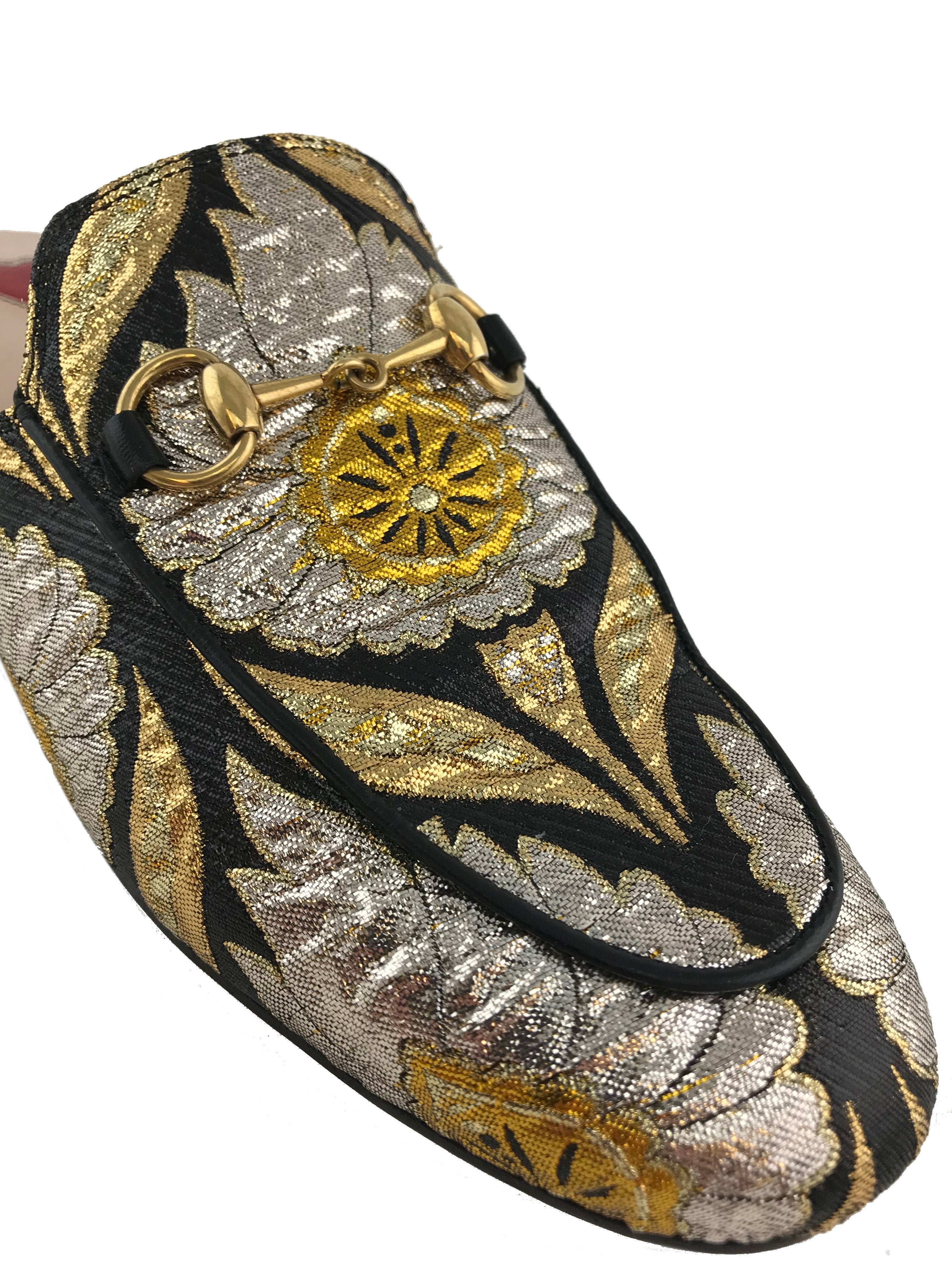 Gucci Princetown Floral Jacquard Horsebit Mules Women's Size 6.5 - Luxury Designer Slip-On Loafers for Casual Outings & Office Wear