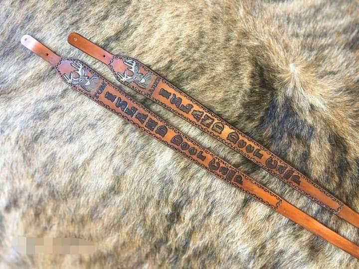 Custom Handmade Leather Rifle Sling - Personalized Engraved Gun Strap for Hunting & Shooting - Durable Adjustable Rifle Sling for Outdoor Sports & Range Training