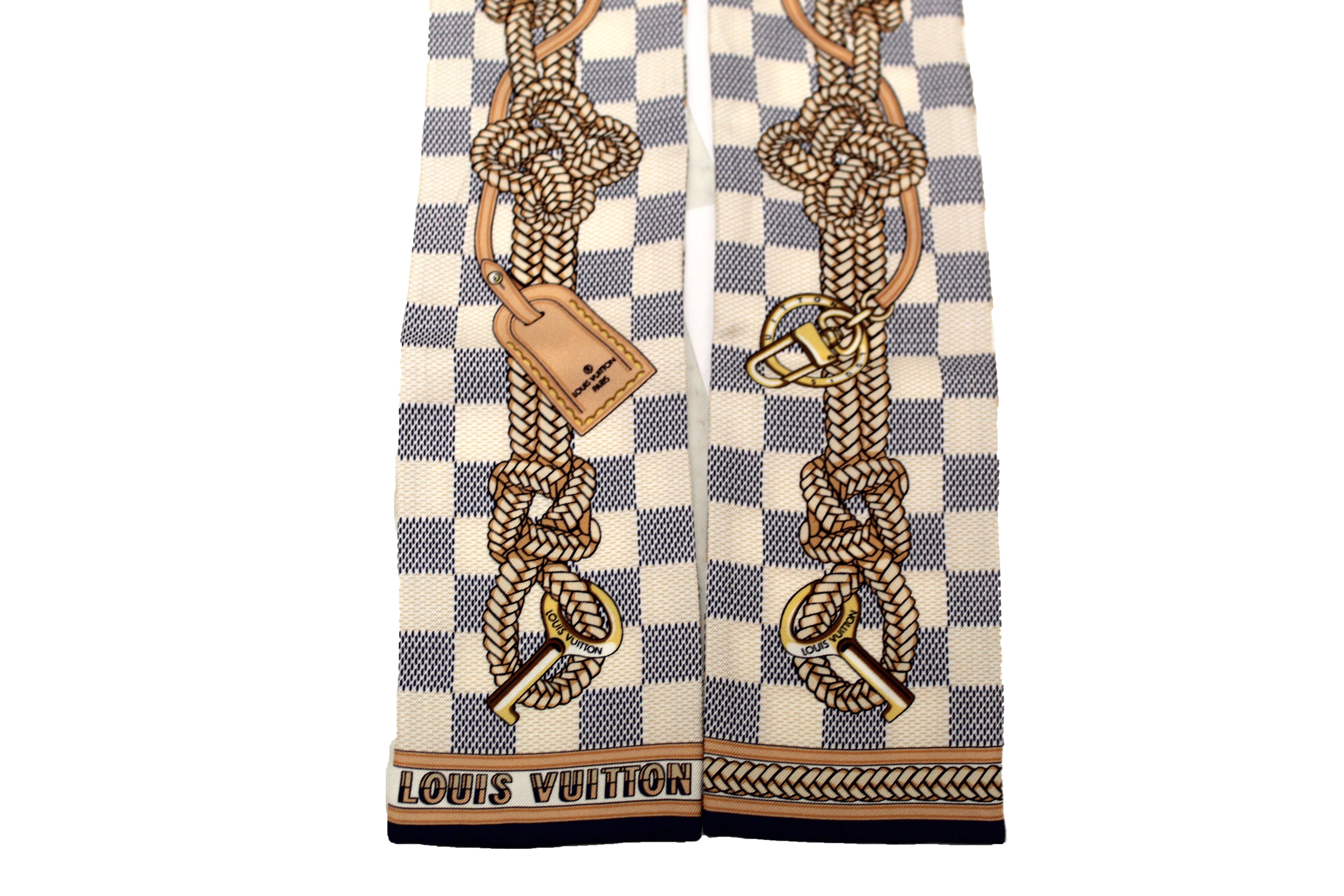 Authentic Louis Vuitton Silk Damier Infinity Bandeau Twilly Scarf - Luxury Fashion Accessory for Women, Elegant Neck Scarf & Handbag Decoration, Perfect for Parties, Weddings & Daily Wear