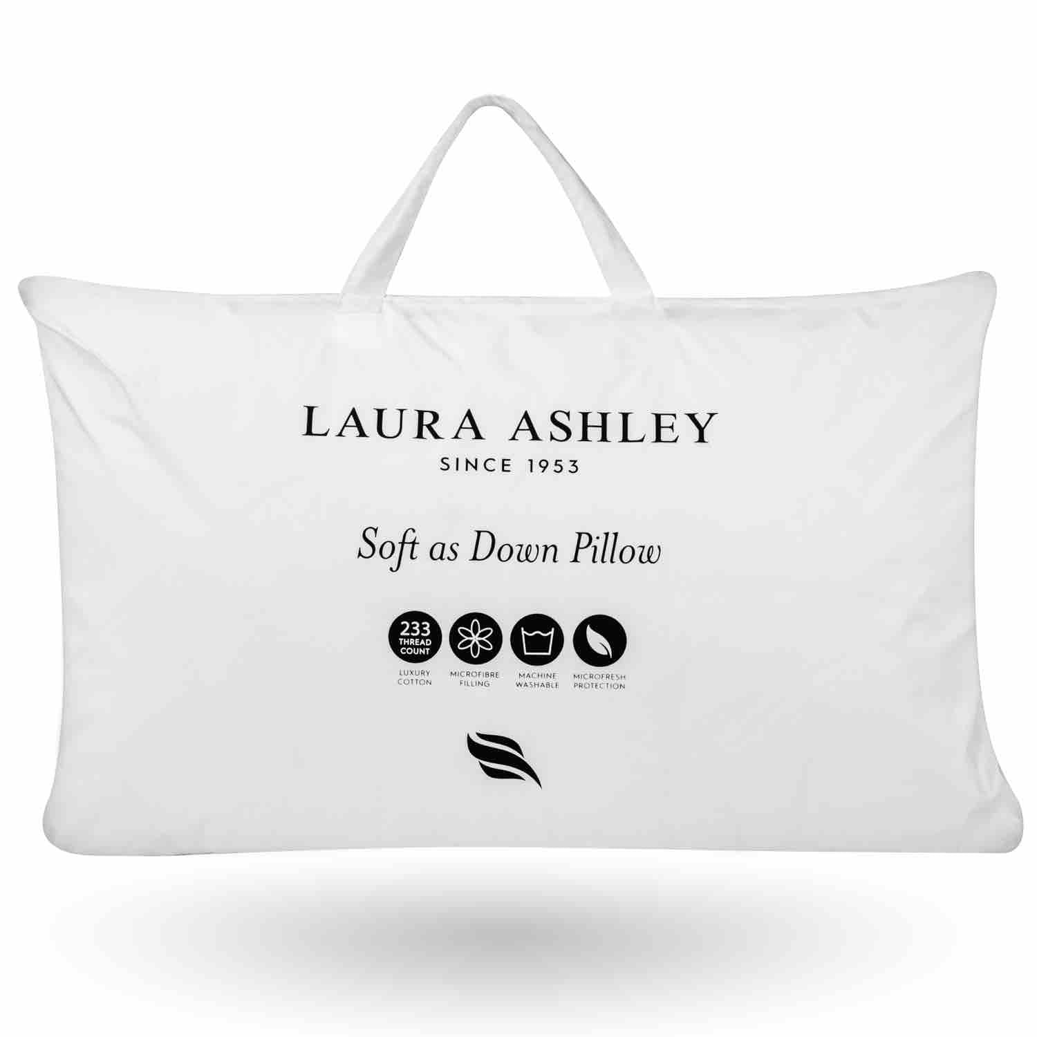Laura Ashley Ultra Soft Down Alternative Pillow - Hypoallergenic & Breathable for Side, Back & Stomach Sleepers - Perfect for Bedroom, Guest Room & Travel