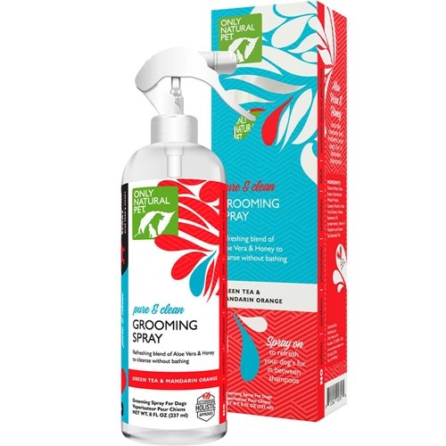 Only Natural Pet Pure & Clean Gentle Grooming Spray for Dogs - Green Tea & Mandarin Orange Scent, 8 Fl Oz - Hypoallergenic Dog Deodorizer & Detangler for Sensitive Skin - Perfect for Bathing, Freshening & Grooming Between Washes