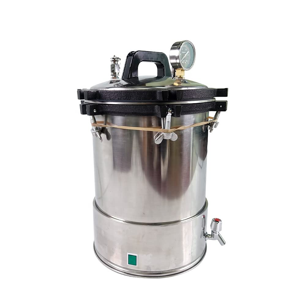 24L Portable Stainless Steel Sterilization Pot - Pressure Steam Sterilizer Autoclave for Medical Equipment & Baby Bottles | YX-24LD | Home Clinic & Laboratory Use