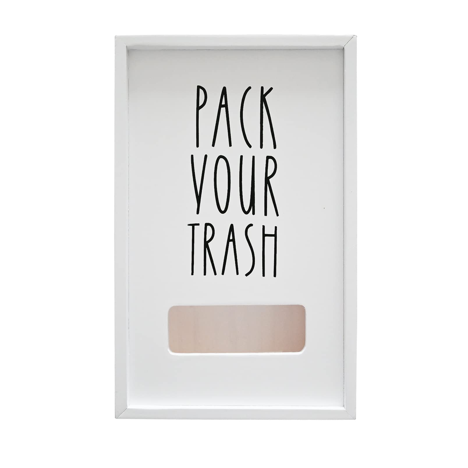 Farmhouse Plastic Grocery Bag Holder - Wall Mount Vintage Bag Organizer & Rustic Wood Trash Bag Dispenser - White Plastic Bag Storage for Kitchen, Pantry, Garage & Laundry Room Organization