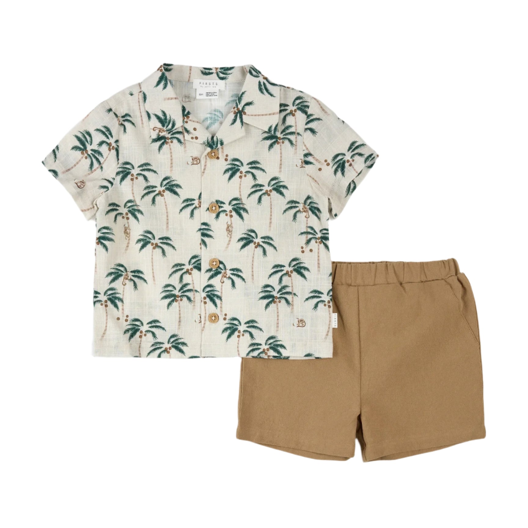 Stylish Palm Trees Crosshatch Camp Shirt Set for Men - Tropical Summer Beach Vacation Outfit, Casual Wear for Pool Parties & Outdoor Adventures