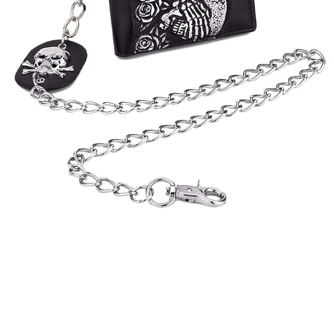 Men's & Women's PU Leather Skull Embossed Wallet with Snap Fastener - Slim Foldable Billfold Card Holder (Black) - Perfect for Everyday Use, Gifts & Gothic Fashion Accessories