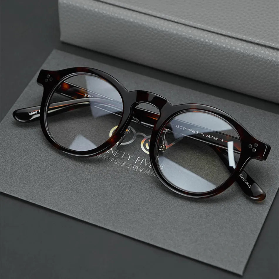 Stylish Black Unisex Acetate Full-Rim Round Eyeglasses 4526 - Perfect for Reading, Work & Everyday Fashion Accessory